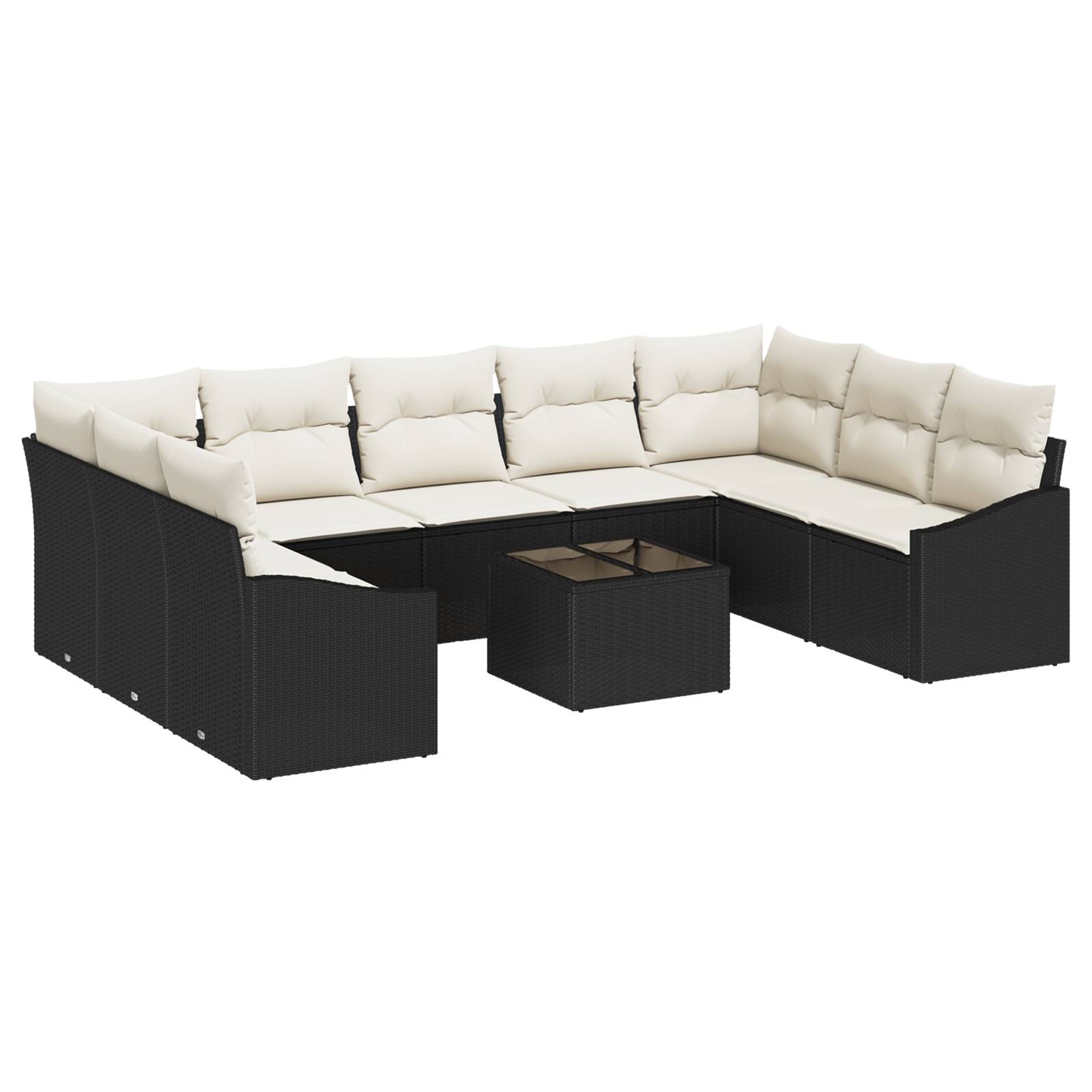 vidaXL 9-tlg. Garten-Sofagarnitur mit Kissen Braun Poly Rattan