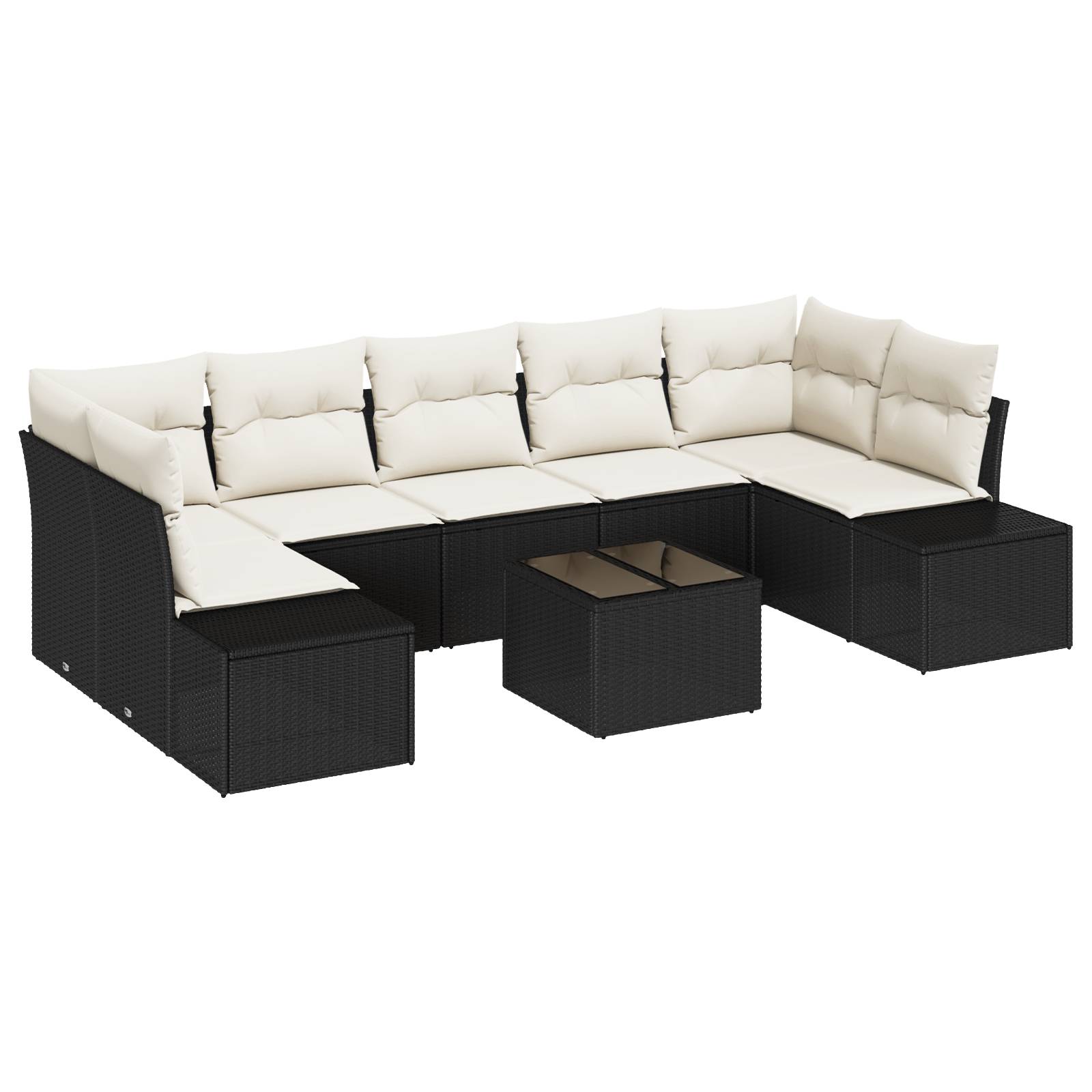 vidaXL 8-teiliges Garten-Sofa-Set mit Kissen Schwarz Poly-Rattan