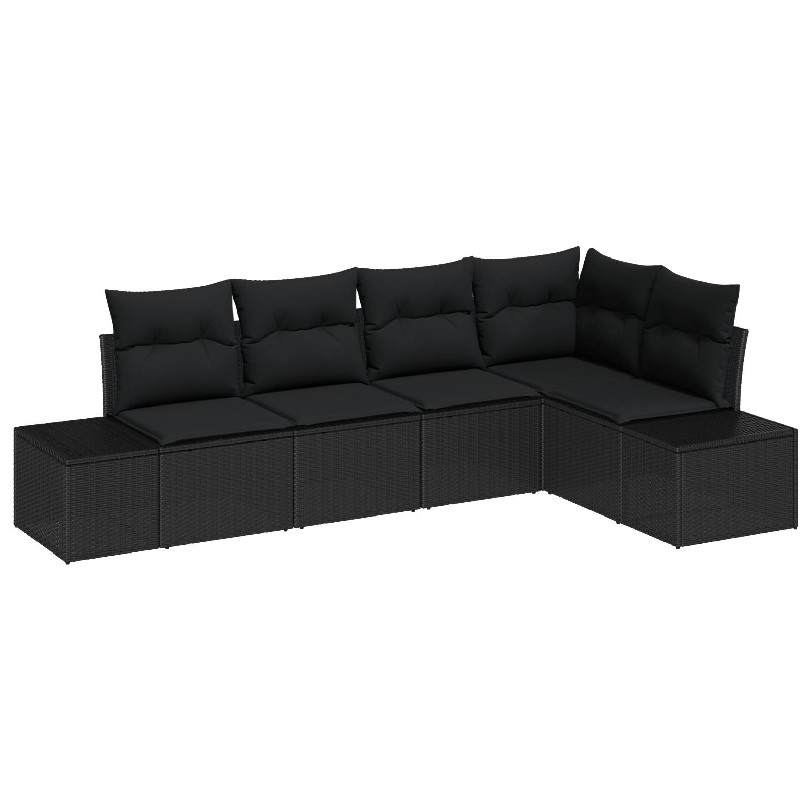 vidaXL 5-tlg. Garten-Sofagarnitur mit Kissen Schwarz Poly Rattan