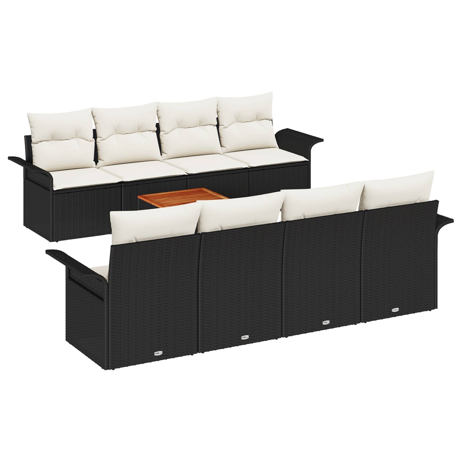 vidaXL 9-teiliges Garten-Sofa-Set mit Kissen Schwarz Poly-Rattan Akazie
