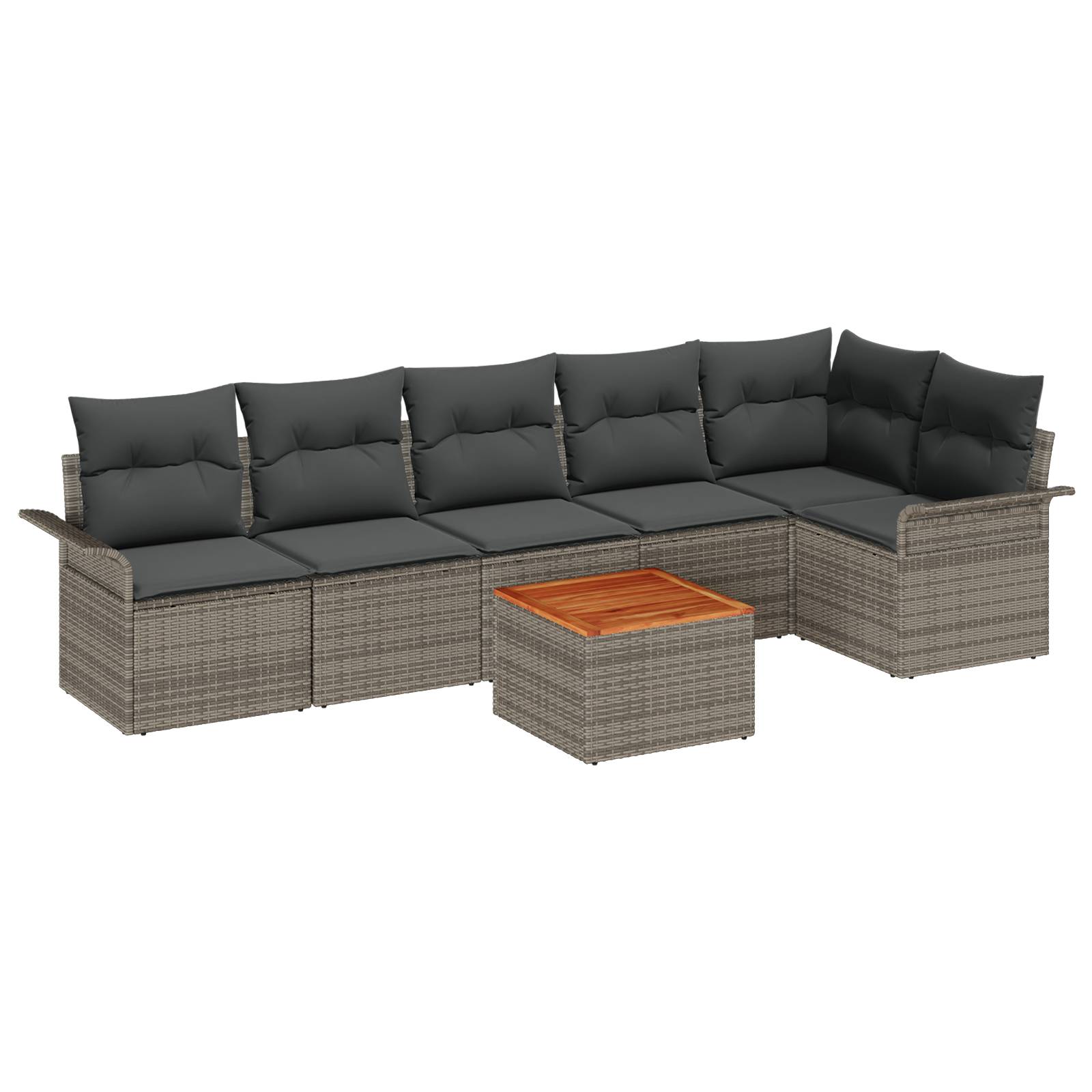 vidaXL 7-teiliges Garten Sofa Set mit Kissen Grau Poly Rattan Akazie