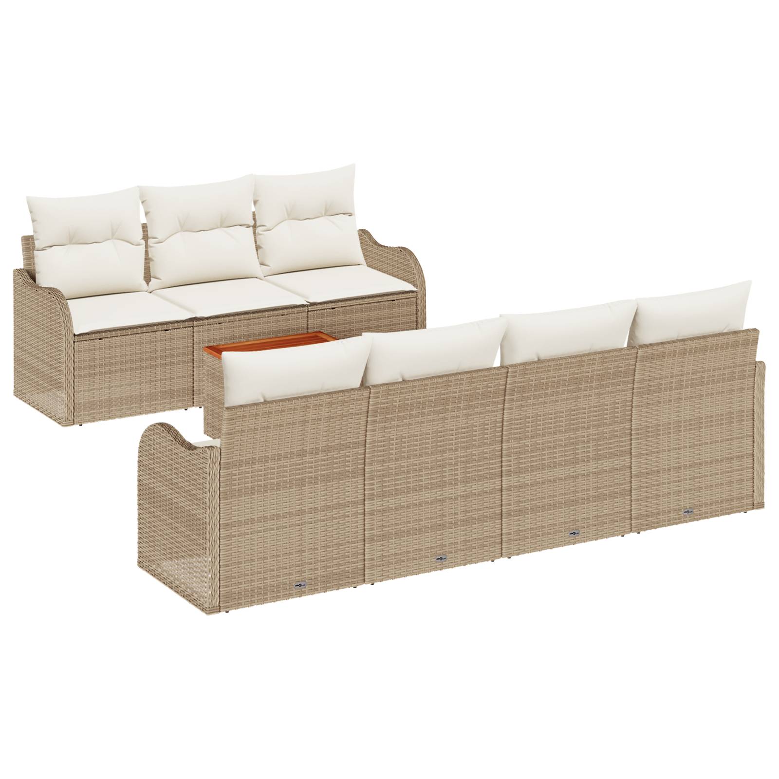 vidaXL 8-teiliges Garten Sofa Set mit Kissen Beige Poly Rattan Akazie