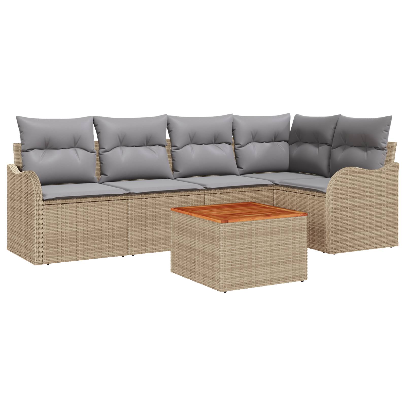 vidaXL 6-teiliger Garten Sofa Set mit Kissen Beige Poly Rattan Akazie