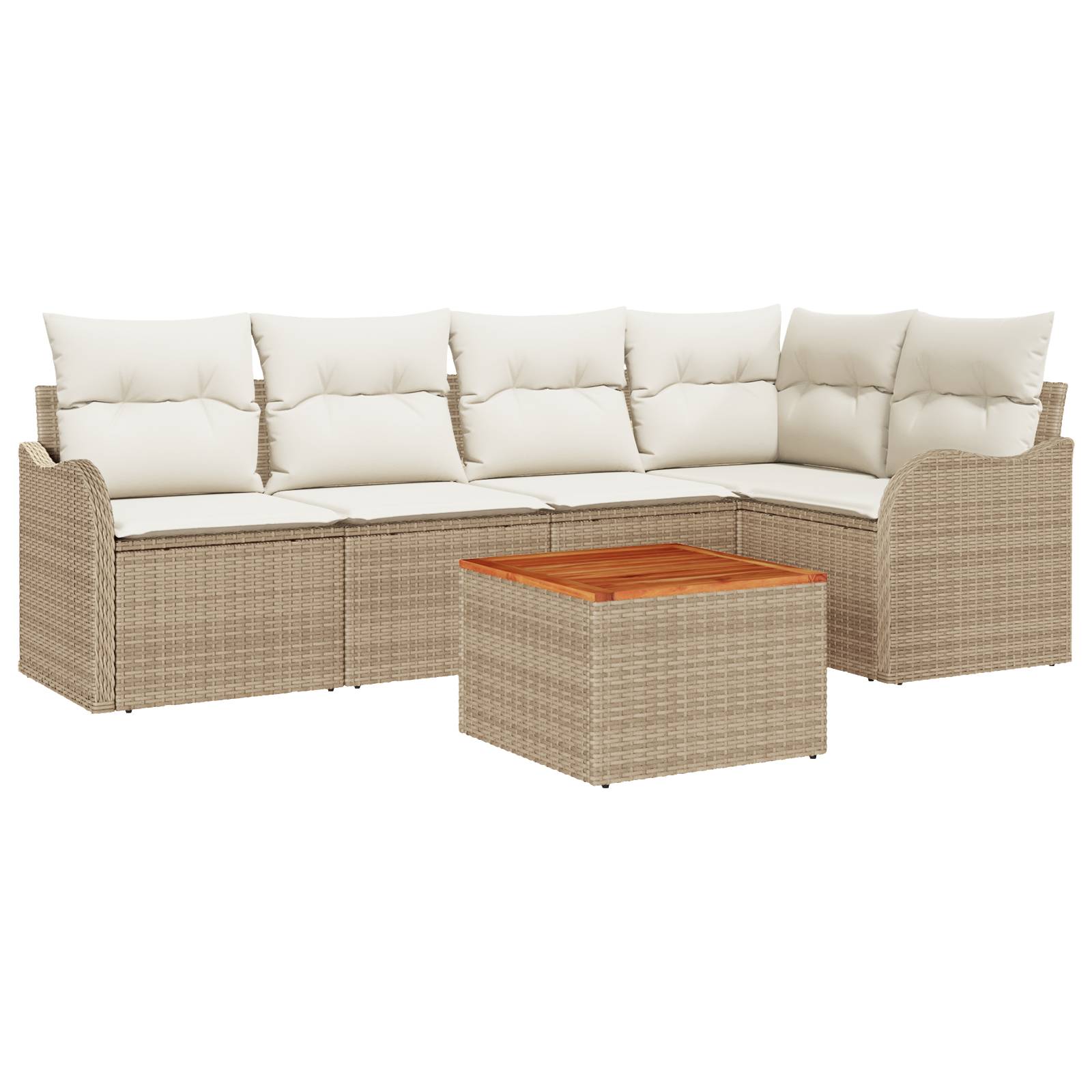 vidaXL 6-teiliges Garten sofa Set mit Kissen Beige Poly Rattan Akazie