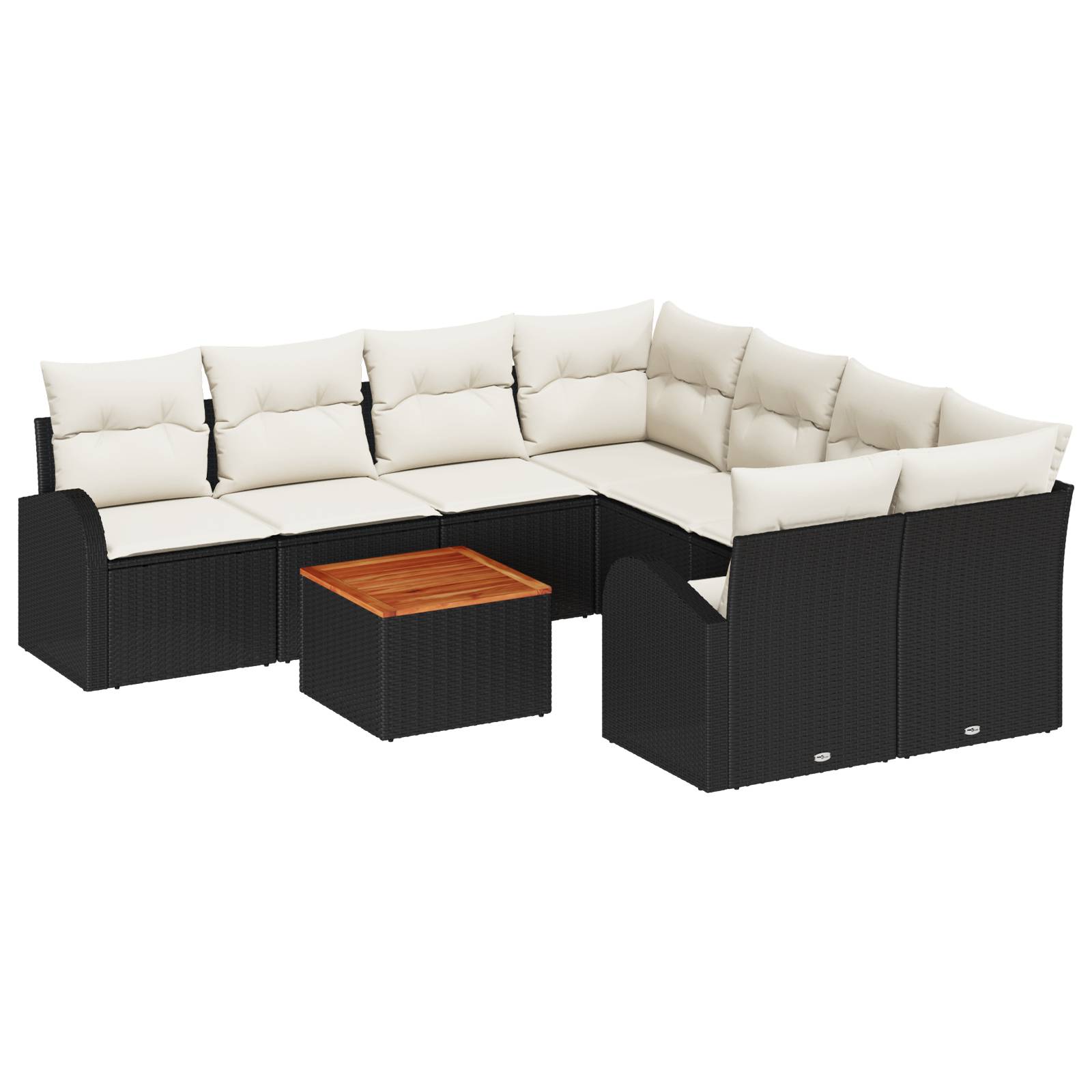 vidaXL 9-teiliges Garten Sofa Set mit Kissen Schwarz Poly-Rattan Akazie