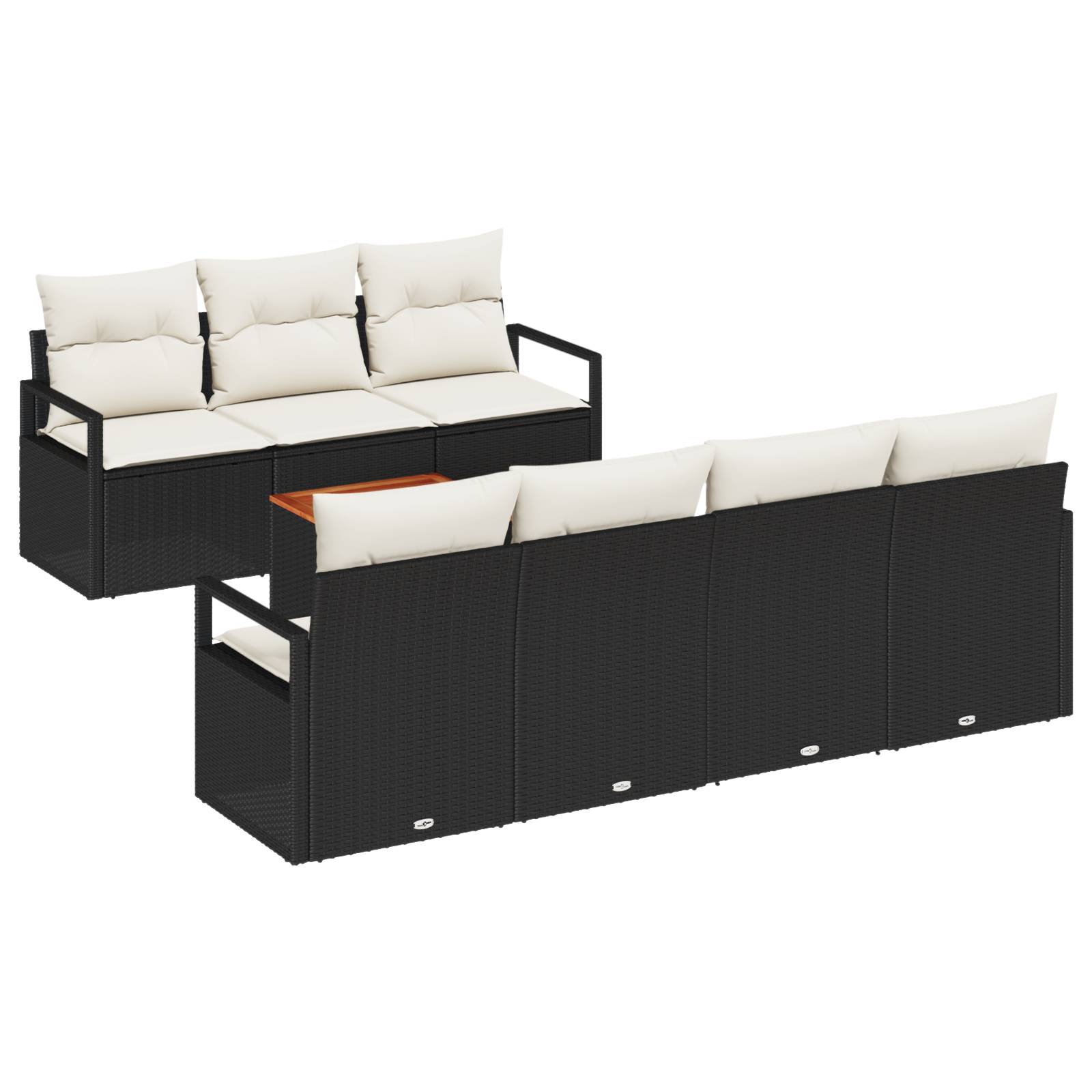 vidaXL 8-teiliges Garten-Sofa-Set mit Kissen in Schwarz aus Poly-Rattan und Akazie