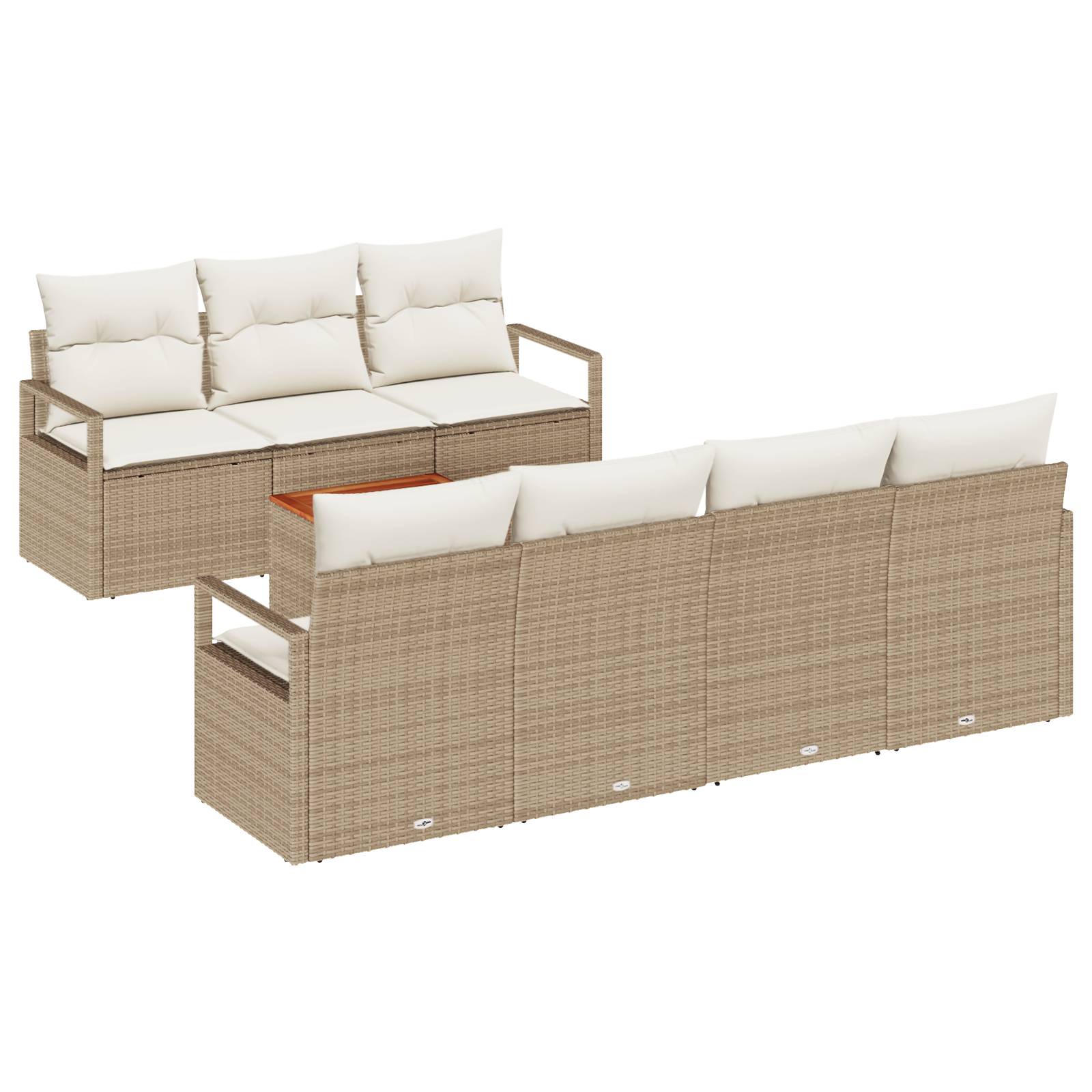 vidaXL 8-teiliges Garten-Sofa-Set mit Kissen Beige Poly Rattan Akazie