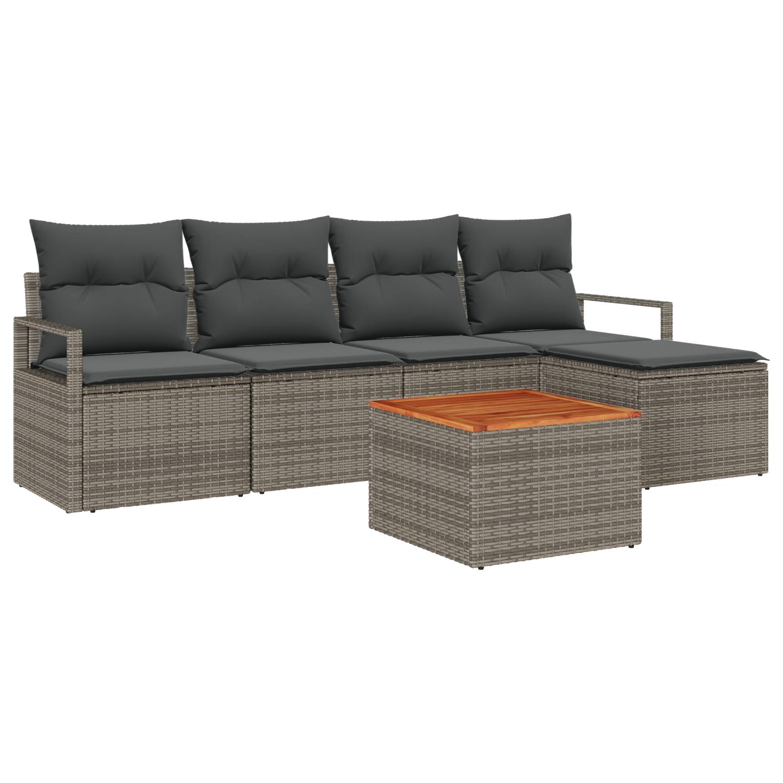 vidaXL 6-teiliges Garten Sofa Set mit Kissen Grau Poly Rattan Akazie