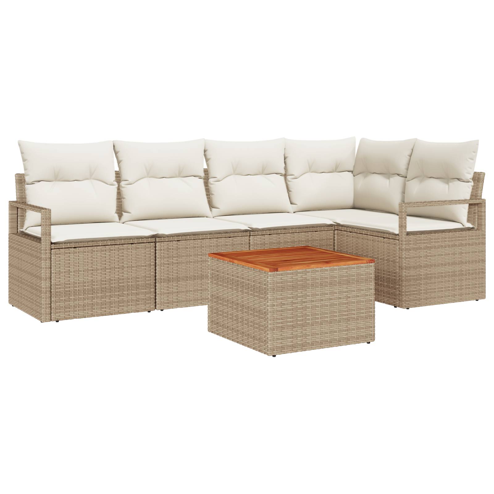 vidaXL 6-teiliges Garten Sofa Set mit Kissen Beige Poly Rattan Akazie