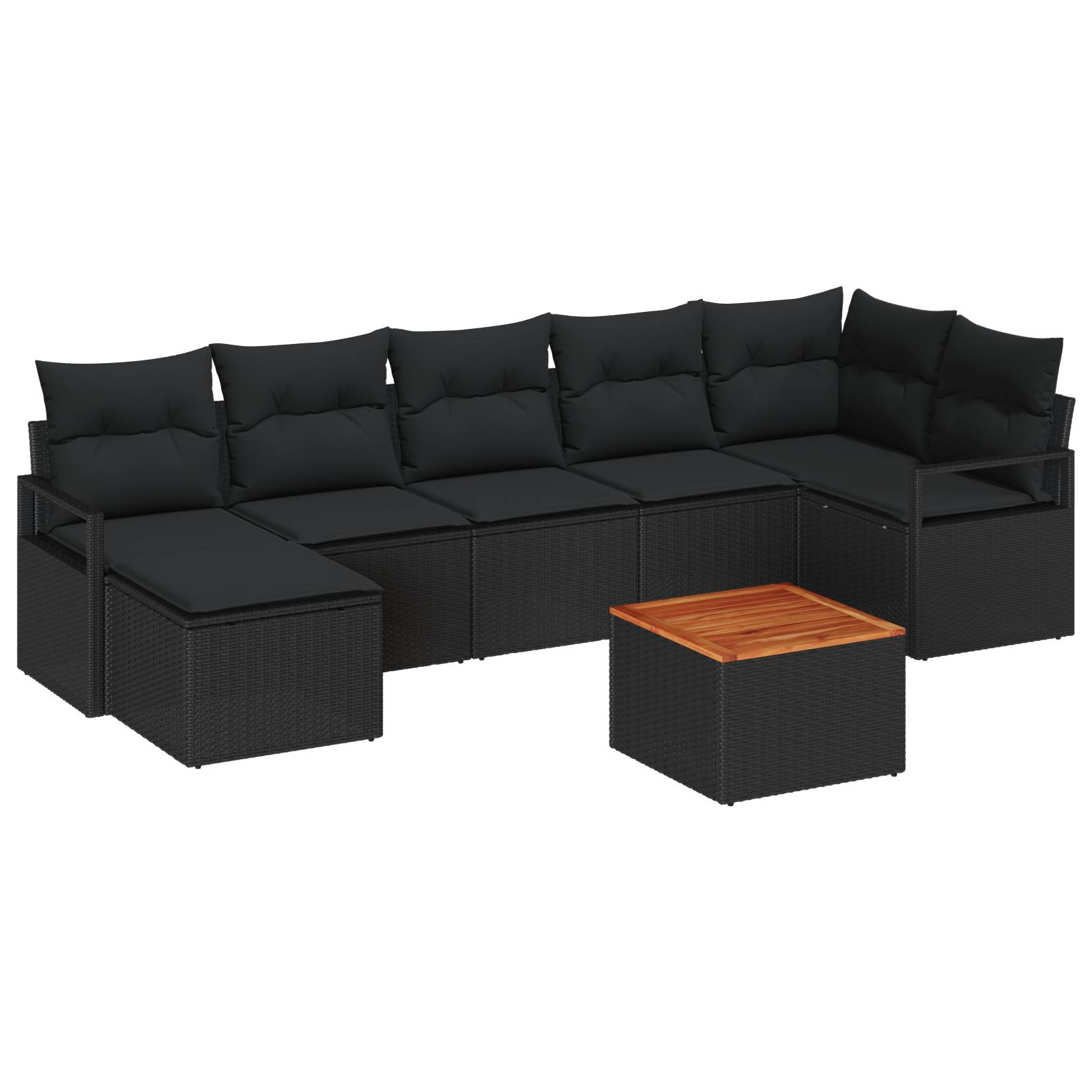 vidaXL 8-teiliges Garten-Sofa-Set mit Kissen Schwarz Poly-Rattan Akazie