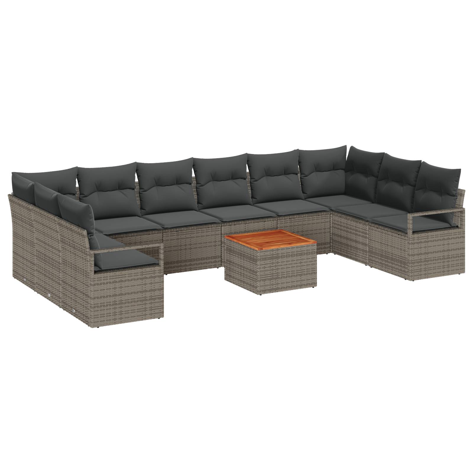 vidaXL 11-teiliges Garten Sofa Set mit Kissen Grau Poly Rattan Akazie