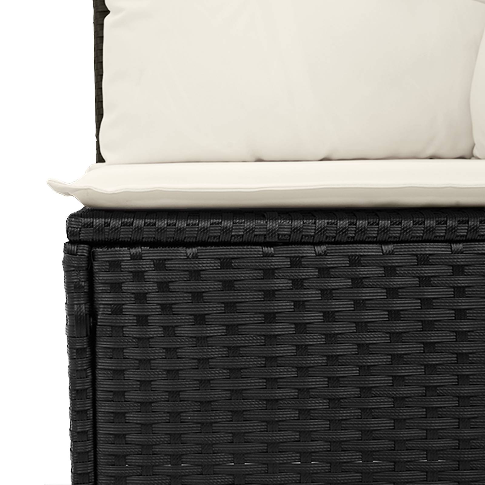vidaXL 10-teiliges Garten-Sofa-Set mit Kissen in Schwarz aus Poly-Rattan und Akazienholz