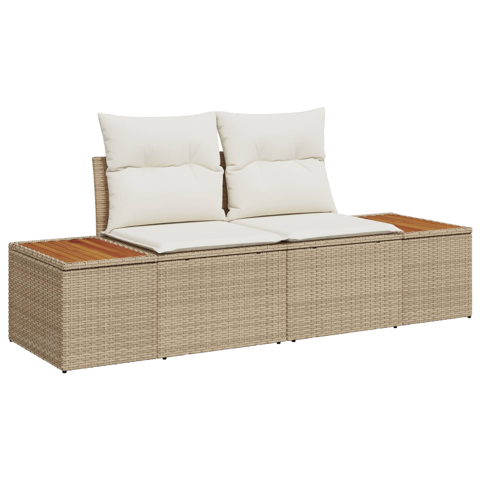 vidaXL 7-teiliges Garten-Sofa-Set mit Kissen Beige Poly Rattan Akazie