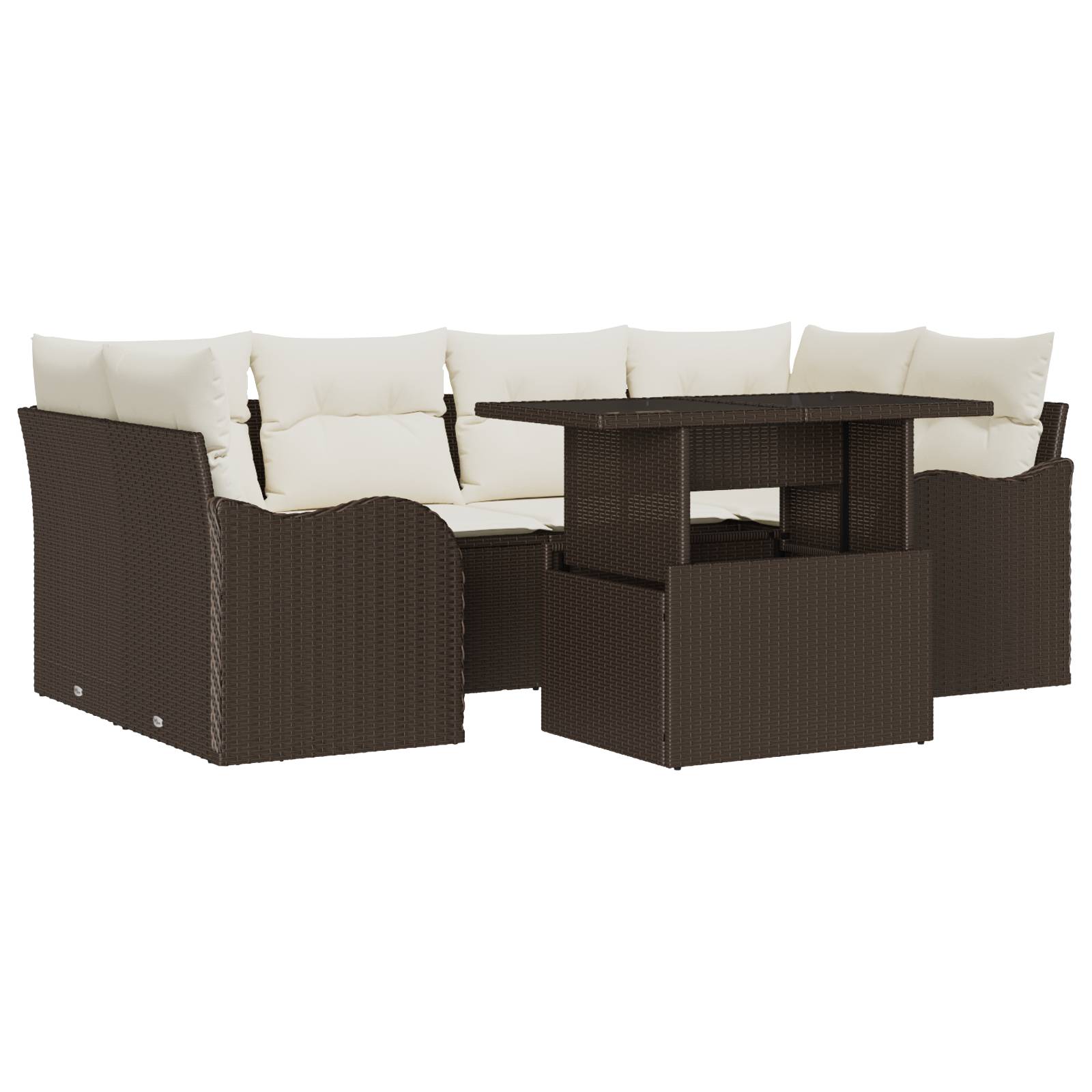 vidaXL 7-teiliges Garten Sofa Set mit Kissen Braun Poly Rattan