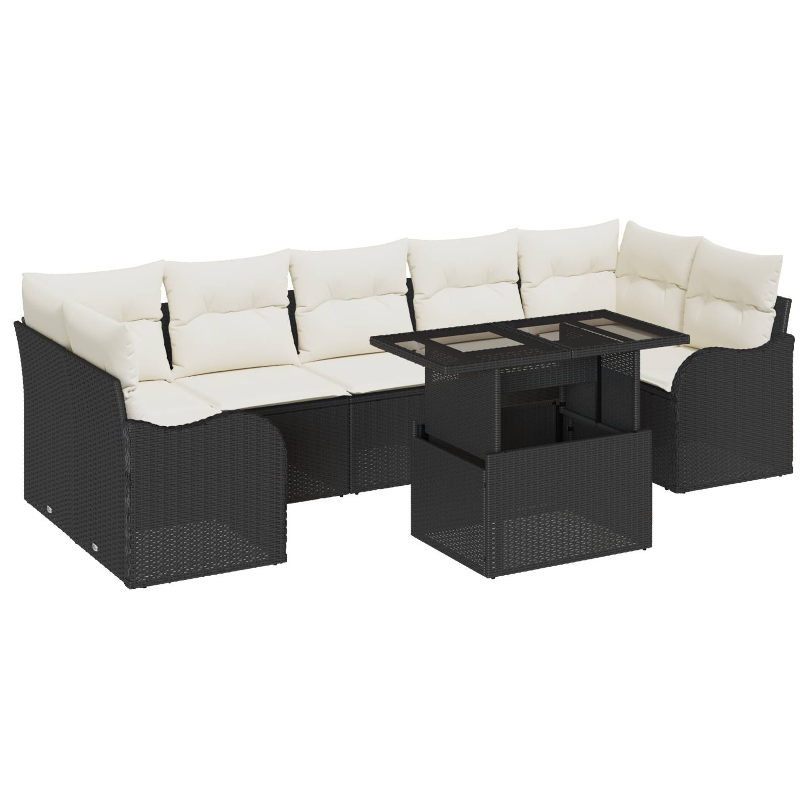 vidaXL 8-teiliges Garten Sofa Set mit Kissen Schwarz Poly Rattan