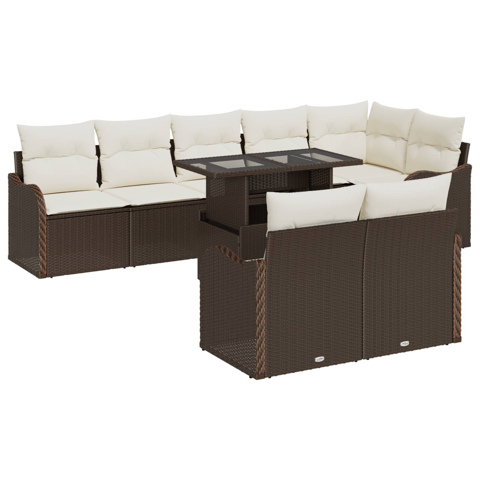 vidaXL 9-teiliges Garten Sofa Set mit Kissen Braun Poly Rattan