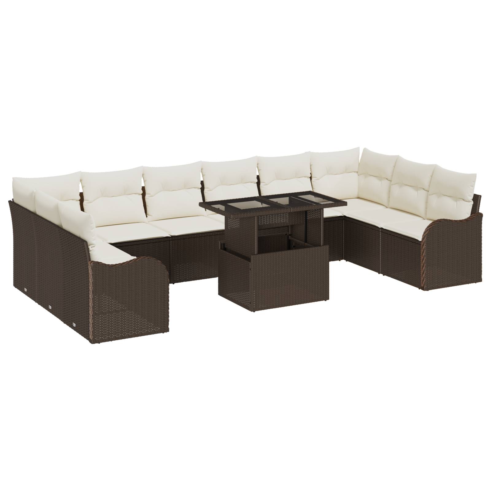 vidaXL 11-teiliges Garten Sofa Set mit Kissen Braun Poly Rattan