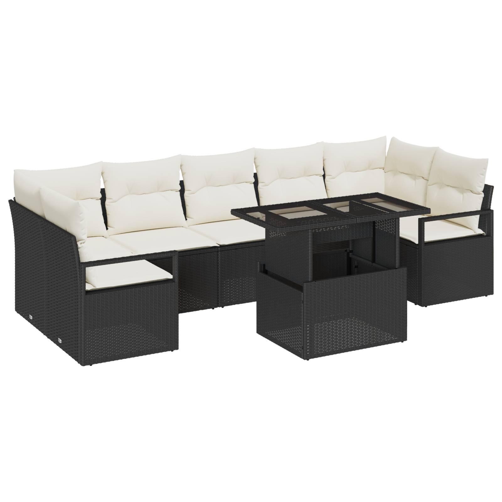 vidaXL 8-teiliges Garten-Sofa-Set mit Kissen schwarzes Poly-Rattan