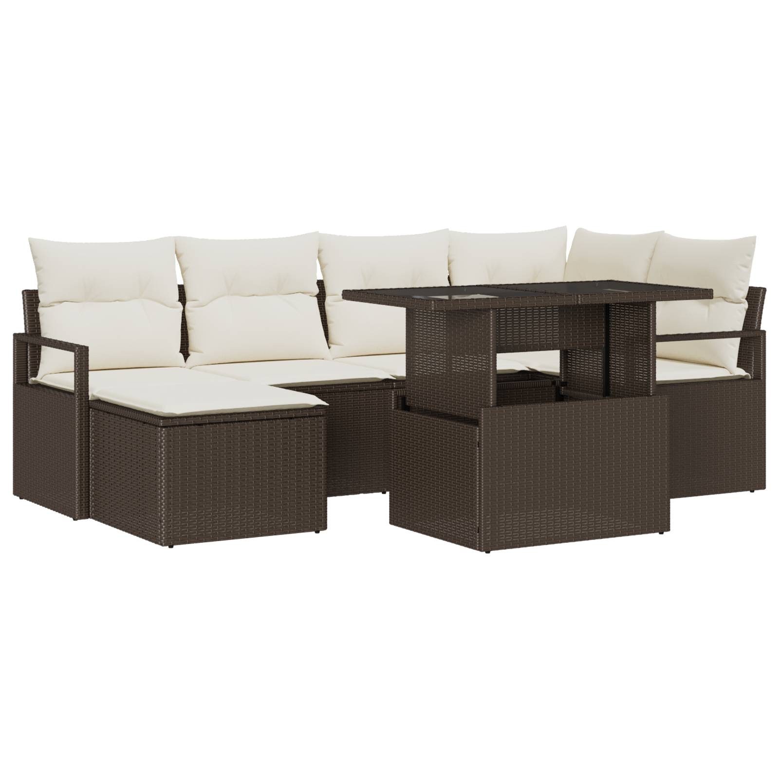 vidaXL 7-teilige Garten Sofa Set mit Kissen braunes Poly Rattan