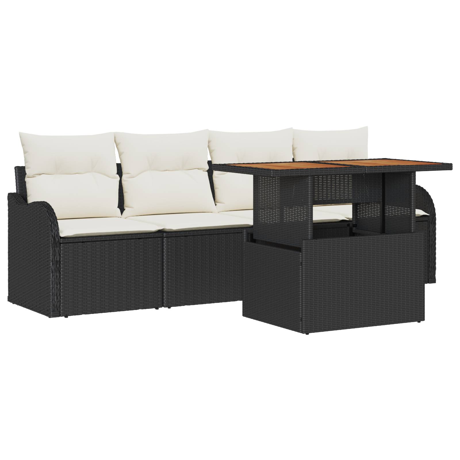 vidaXL 5-teiliges Garten-Sofa-Set mit Kissen aus schwarzem Poly-Rattan