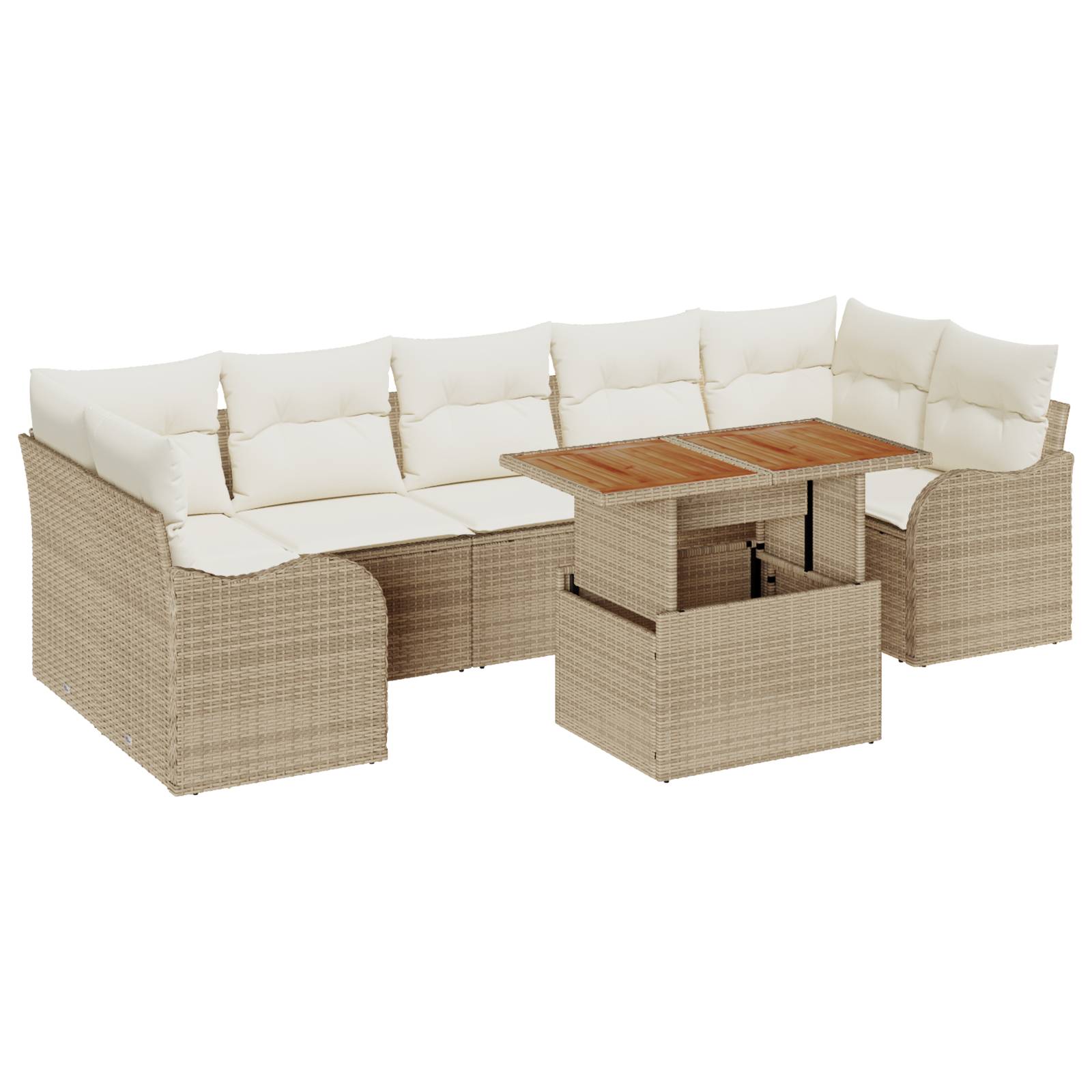 vidaXL 8-teiliges Garten Sofa Set mit Kissen Beige Poly Rattan