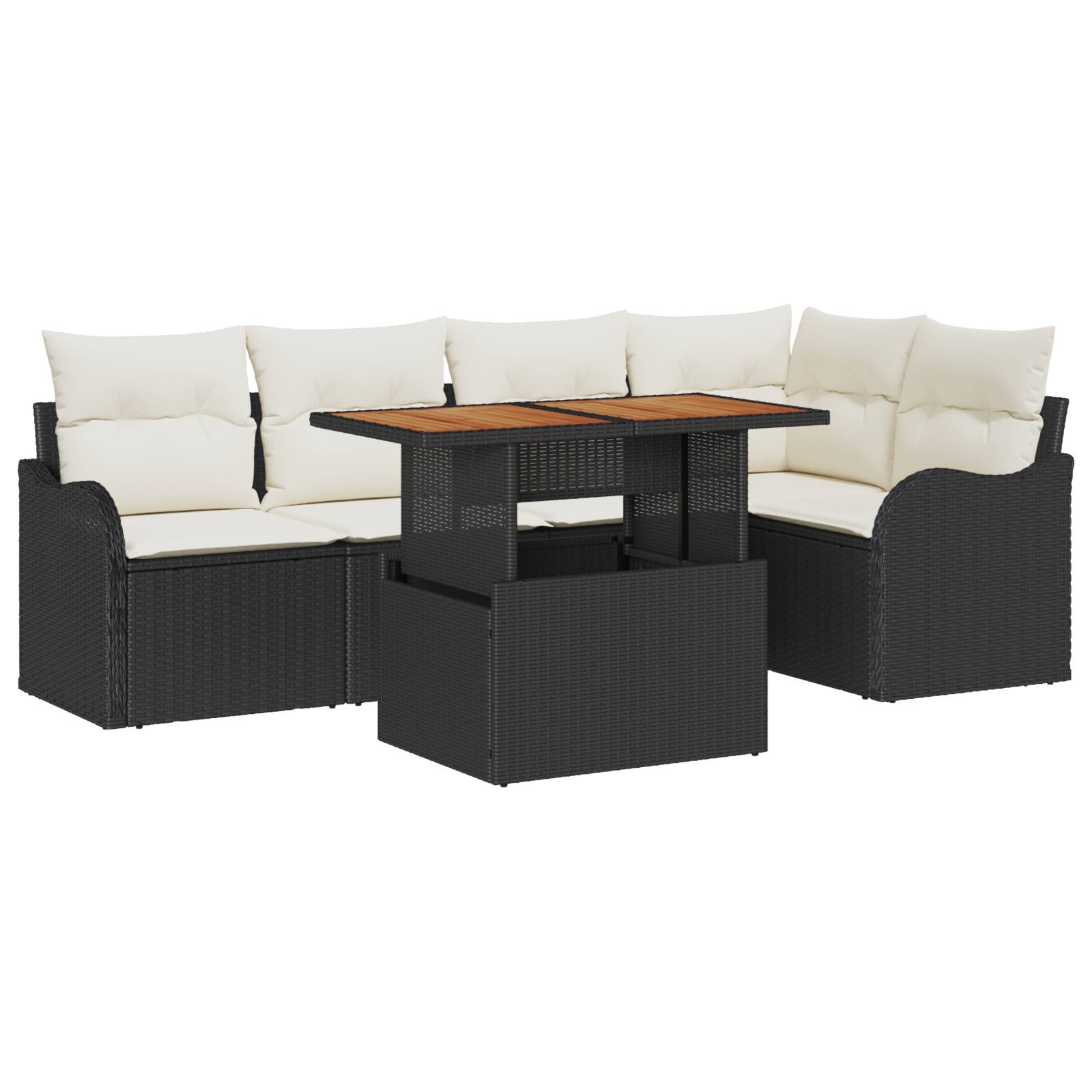 vidaXL 6-teiliges Garten Sofa Set mit Kissen Schwarz Poly-Rattan