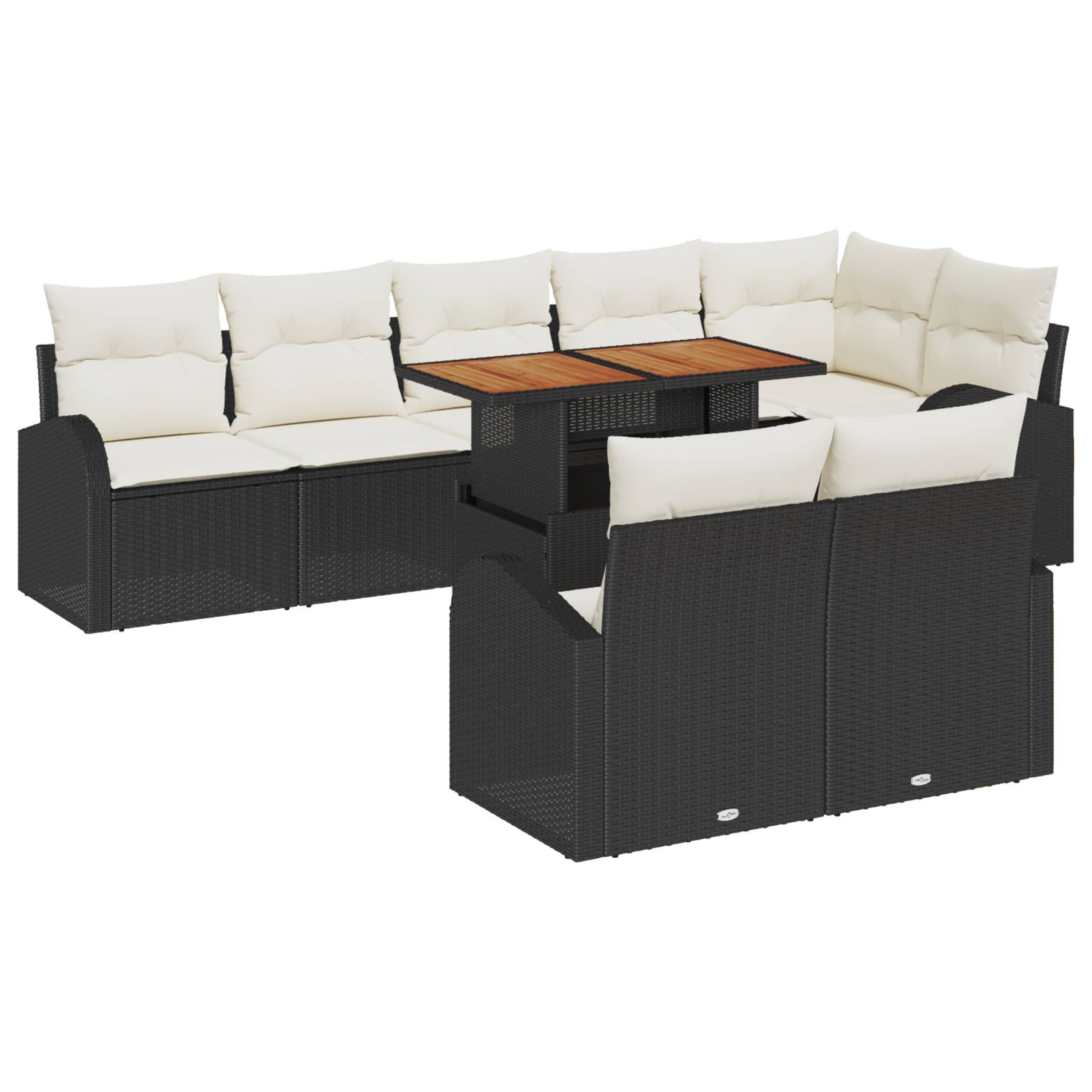 vidaXL 9-tlg. Garten Sofaset mit Kissen Schwarz Poly Rattan