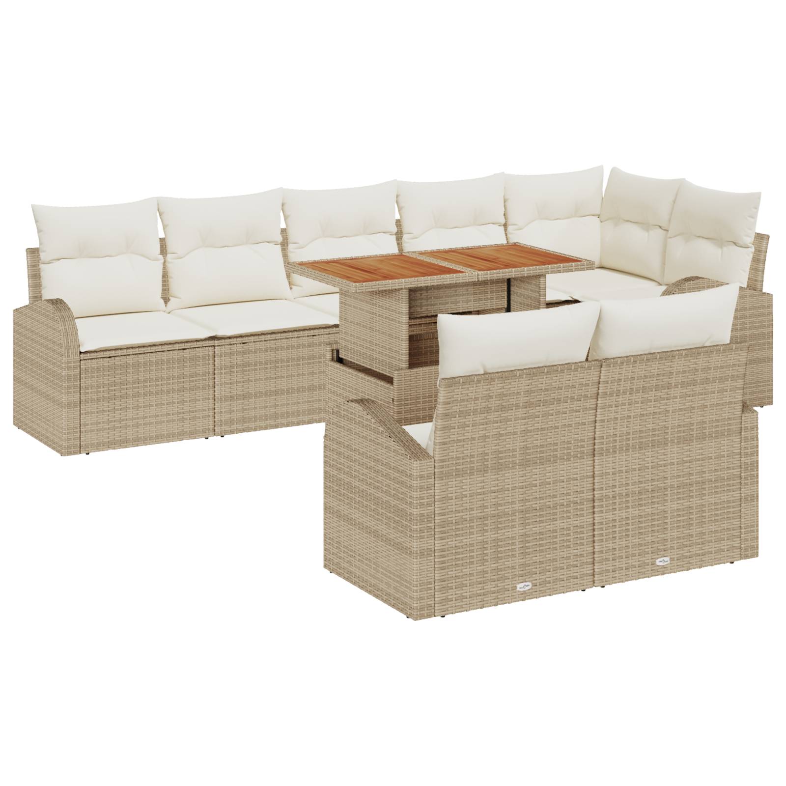 vidaXL 9-teiliges Garten-Sofa-Set mit Kissen Beige Poly-Rattan