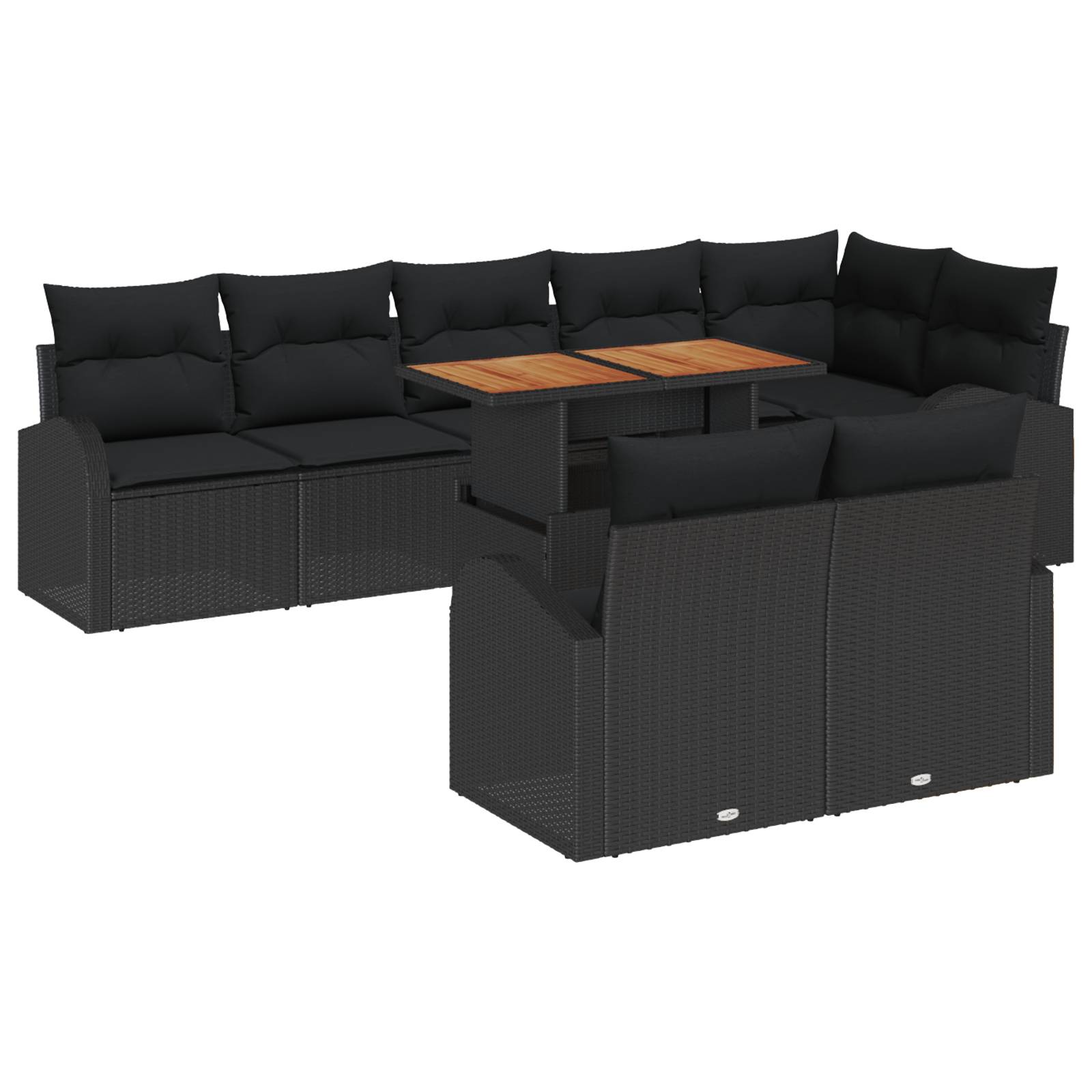 vidaXL 9-teilige Garten Sofa Set mit Kissen Schwarz Poly Rattan