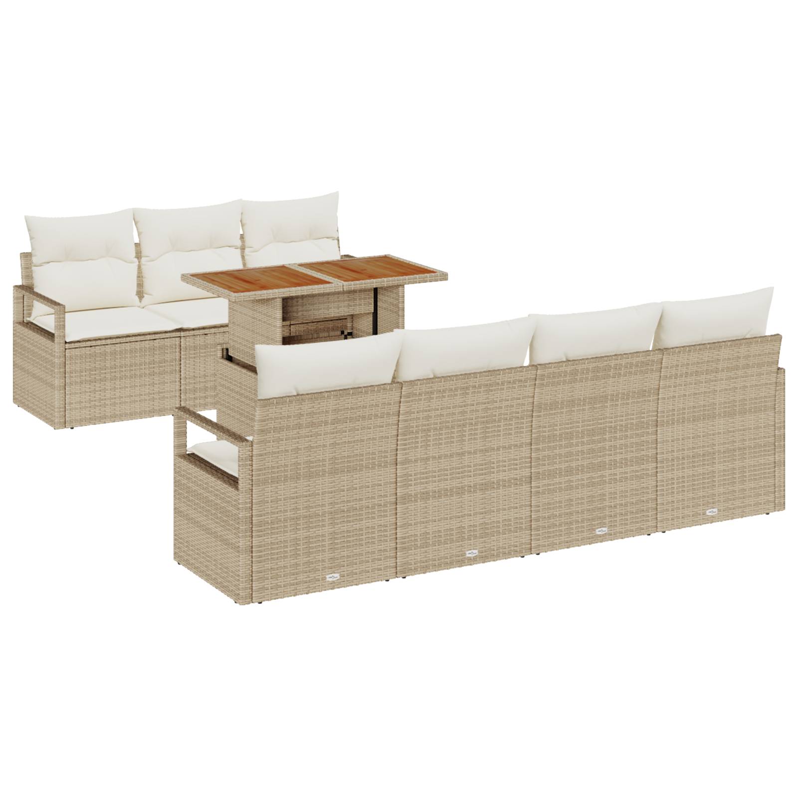 vidaXL 8-teiliges Garten Sofa Set mit Kissen Beige Poly Rattan