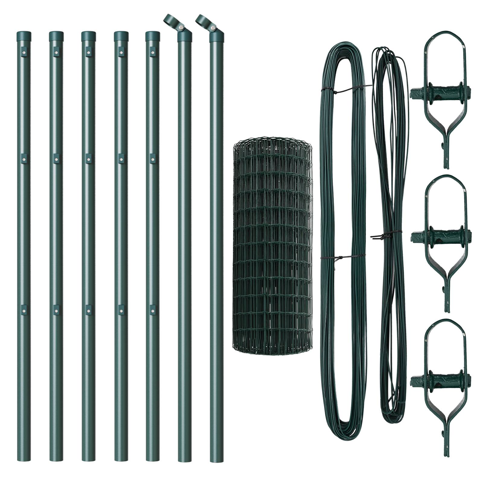 vidaXL Euro Zaun mit 7 Pfosten 0.4x10 m Verzinkter Stahl Grün