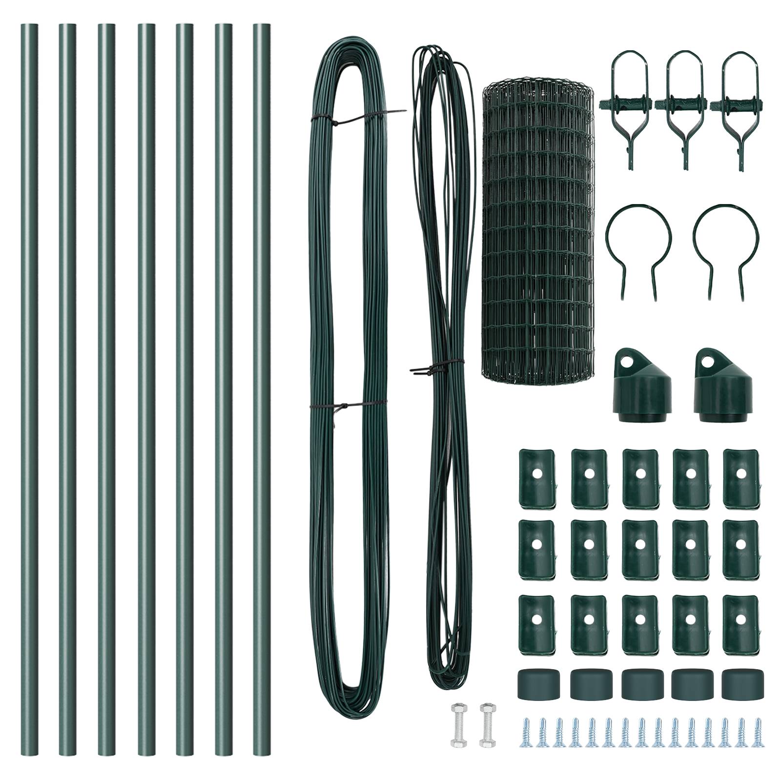 vidaXL Euro Zaun mit 7 Pfosten 0.4x10 m Verzinkter Stahl Grün