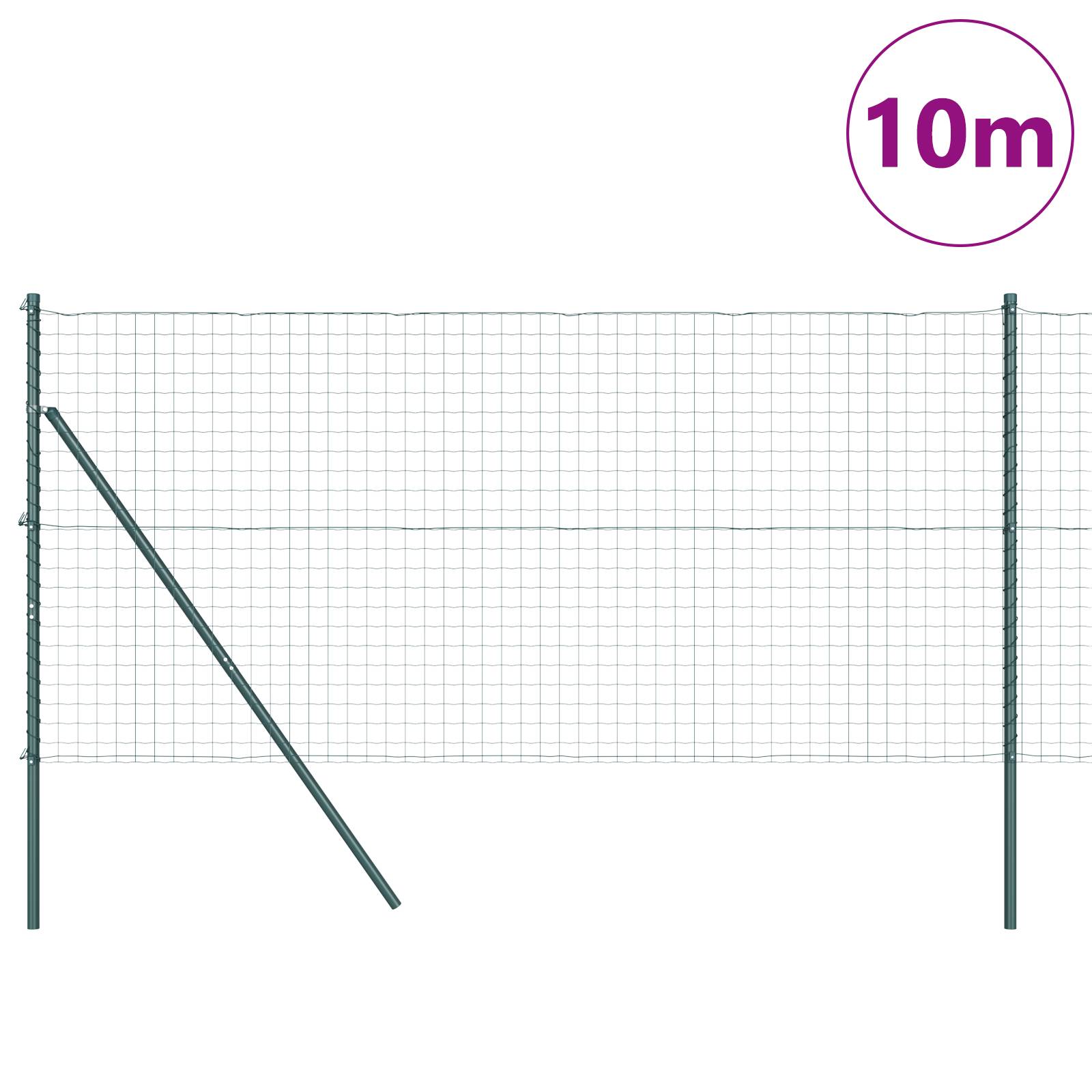 vidaXL Euro Zaun mit 7 Pfosten 1,2x10 m Galvanisierter Stahl Grün