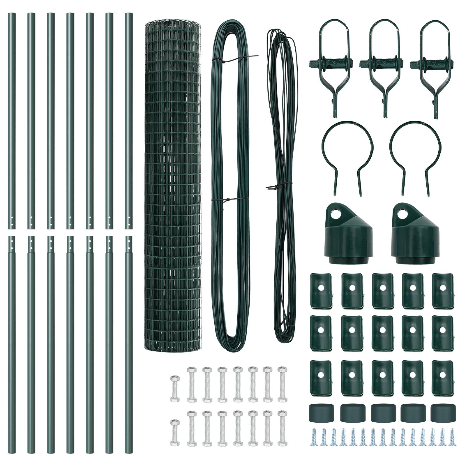vidaXL Euro-Zaun mit 7 Pfosten 1,5x10 m verzinkter Stahl Grün