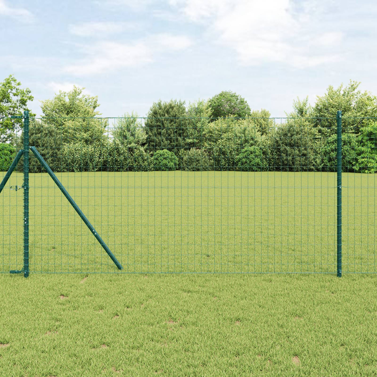 vidaXL Euro Zaun mit 13 Pfosten 1x25 m verzinkter Stahl grün