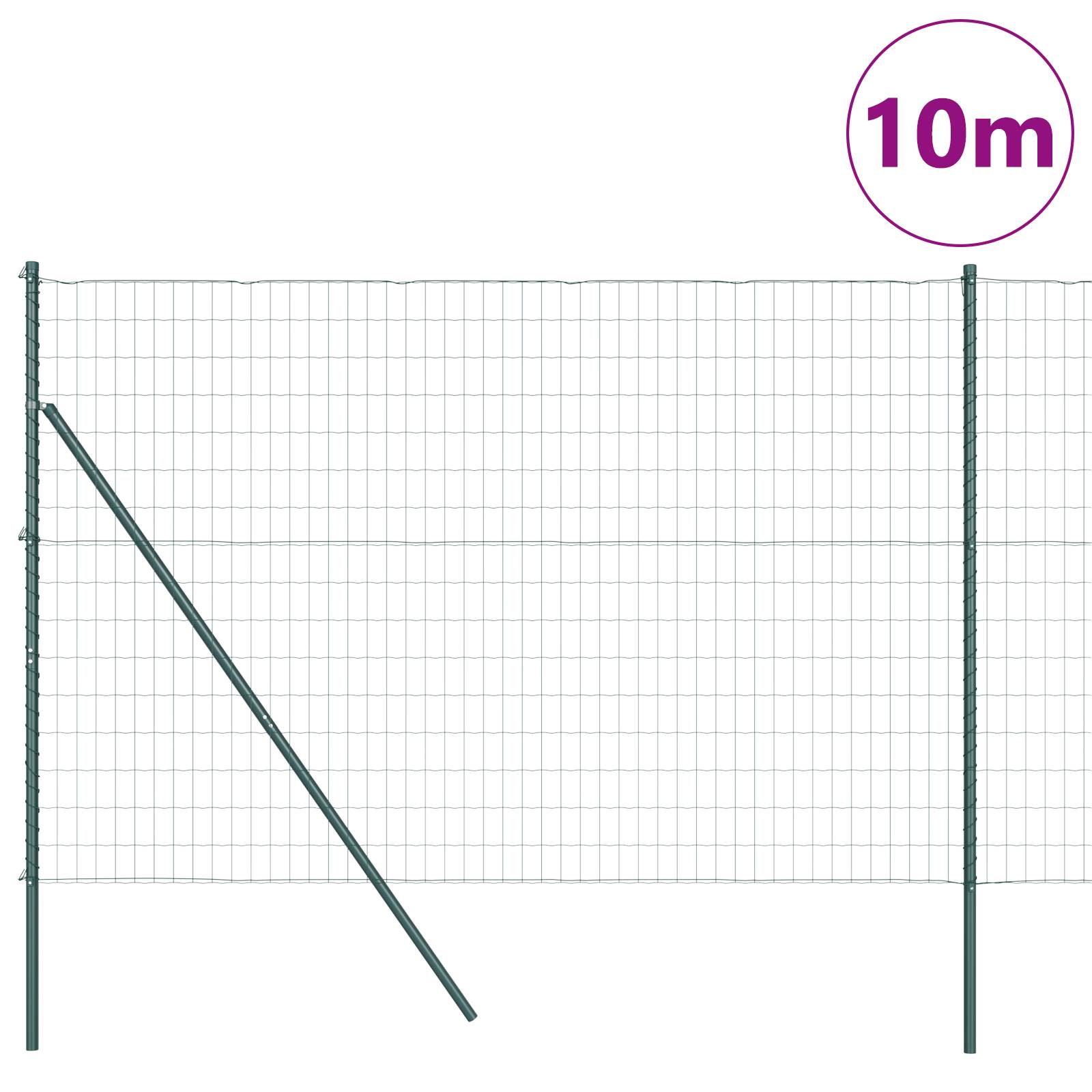 vidaXL Euro Zaun mit 7 Pfosten 1,6x10 m verzinkter Stahl Grün