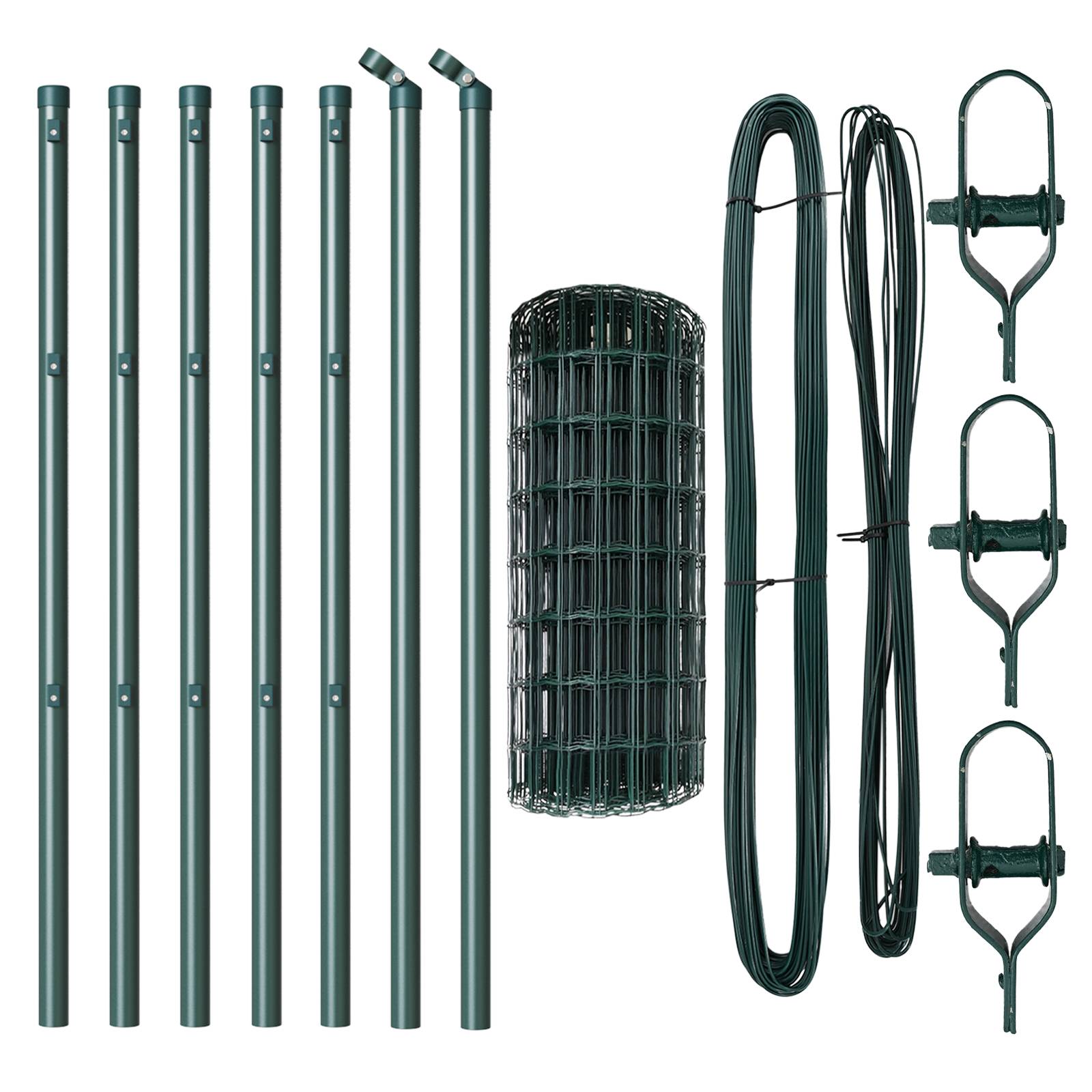 vidaXL Euro Zaun mit 7 Pfosten 0,8x10 m verzinkter Stahl Grün