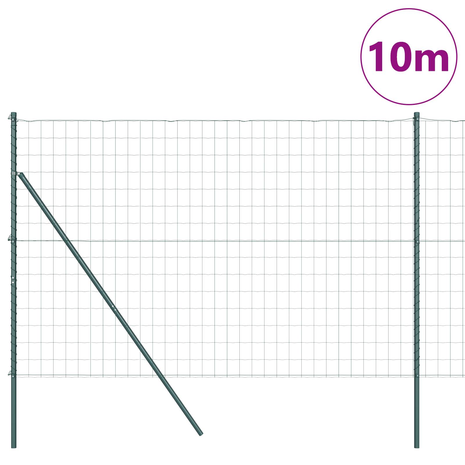 vidaXL Euro Zaun mit 7 Pfosten 1,6x10 m Galvanisierter Stahl Grün