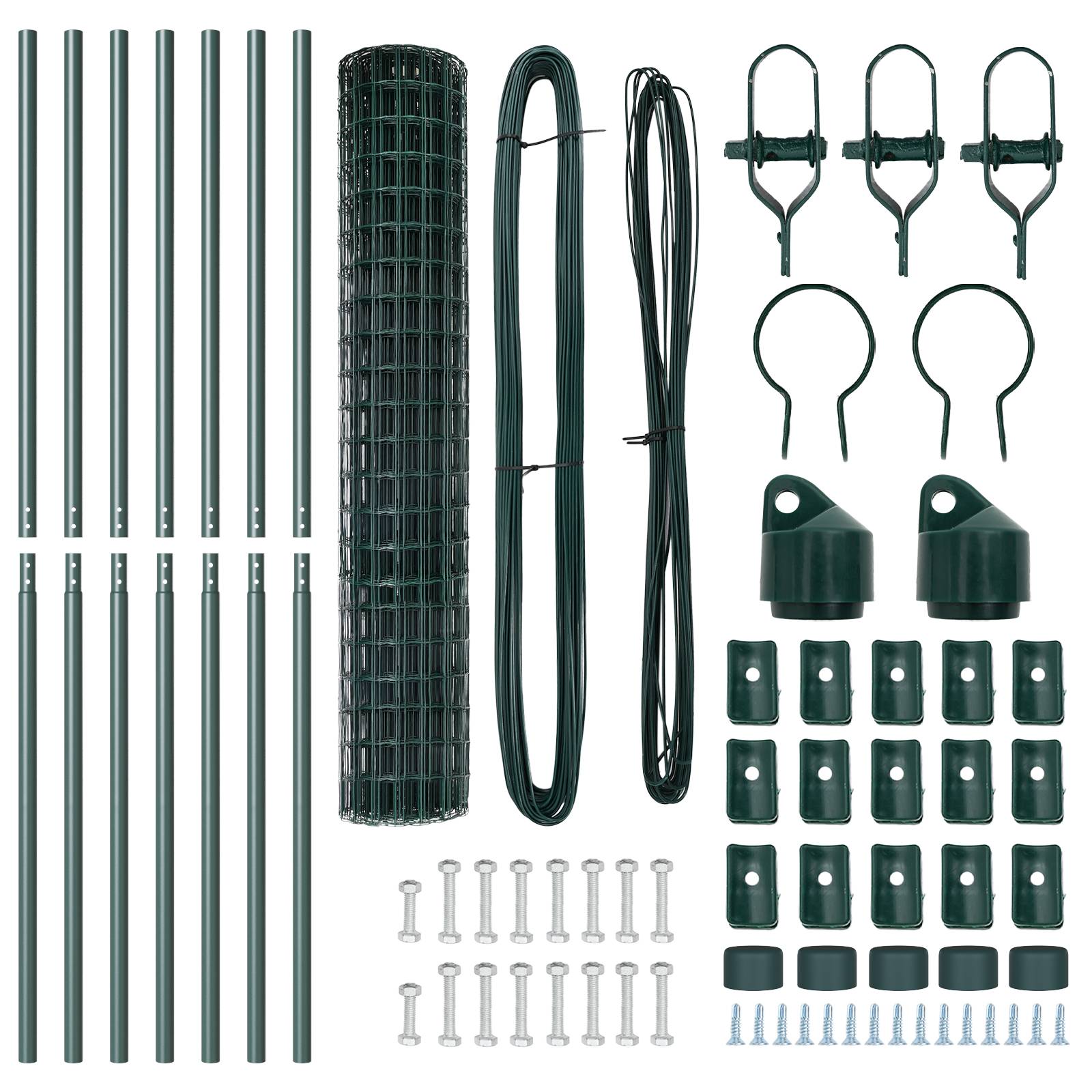 vidaXL Euro Zaun mit 7 Pfosten 1,6 x 10 m verzinkter Stahl Grün