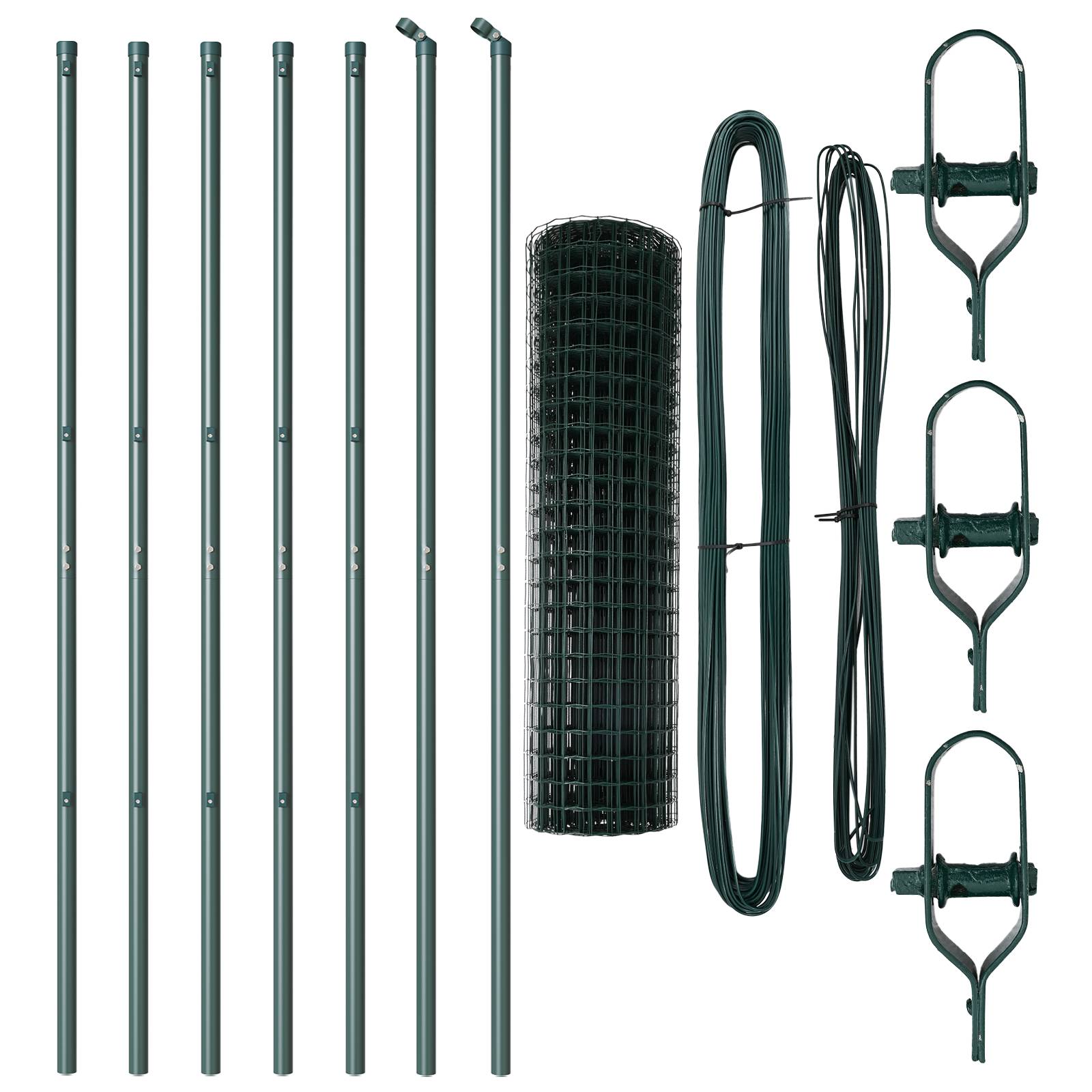 vidaXL Eurozaun mit 7 Pfosten 1.4x10 m galvanisierter Stahl Grün
