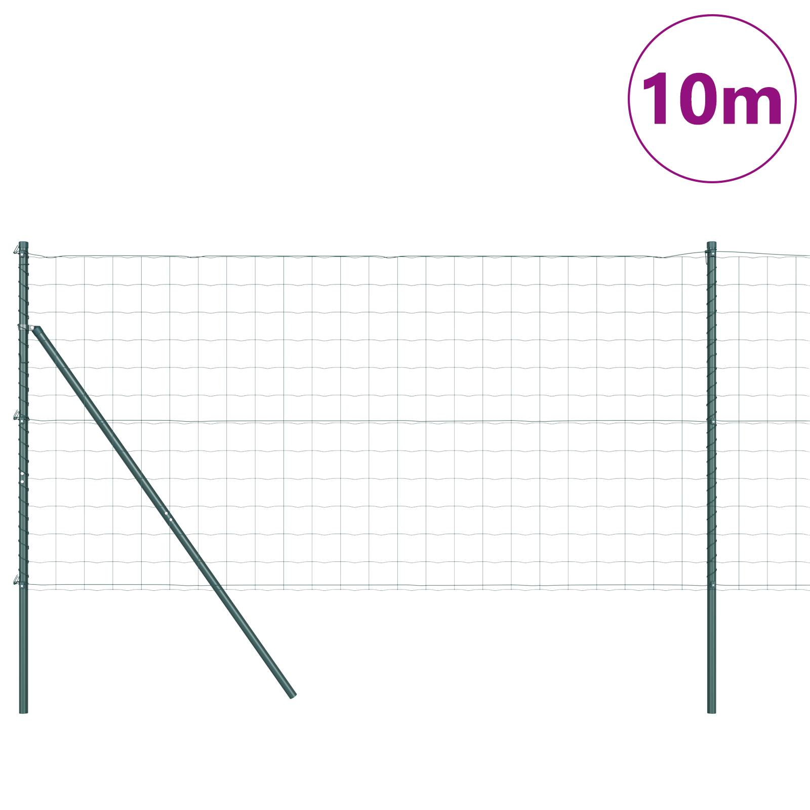vidaXL Eurozaun mit 7 Pfosten 1.4x10 m galvanisierter Stahl Grün
