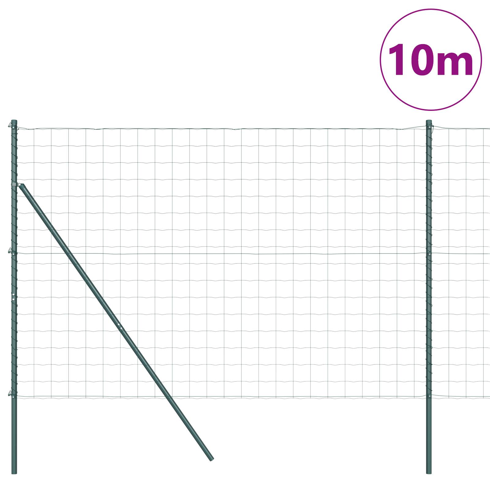 vidaXL Euro-Zaun mit 7 Pfosten 1,5x10 m verzinkter Stahl Grün
