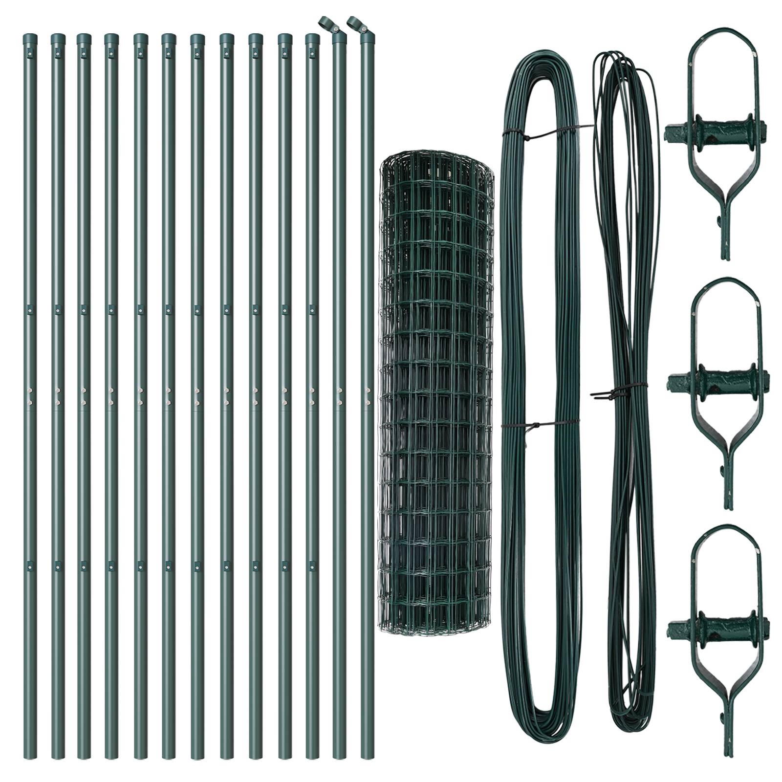 vidaXL Euro Zaun mit 13 Pfosten 1x25 m verzinkter Stahl grün