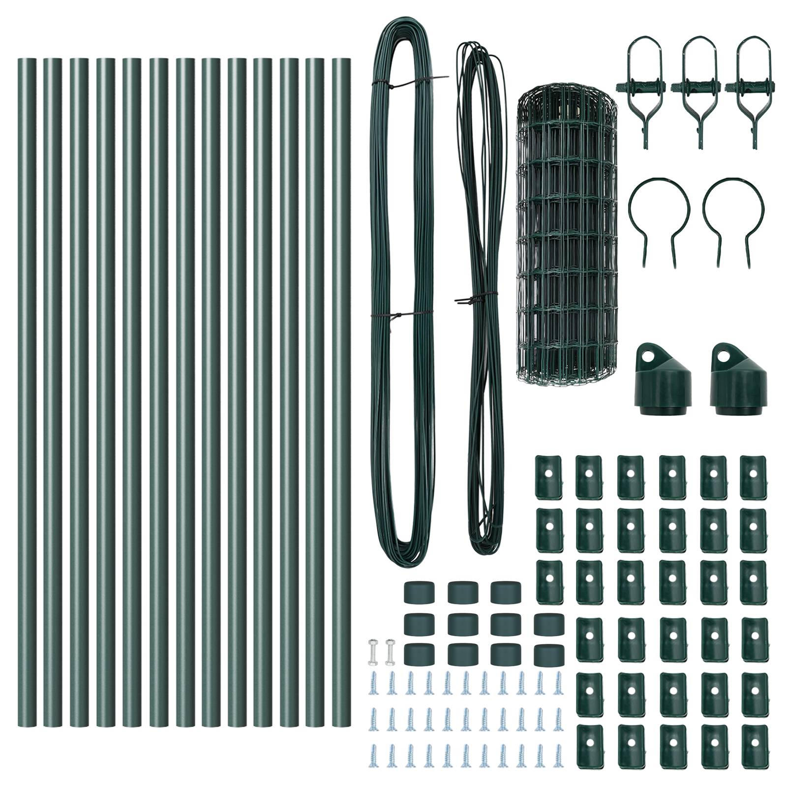 vidaXL Euro-Zaun mit 13 Pfosten 0.8x25 m galvanisierter Stahl grün