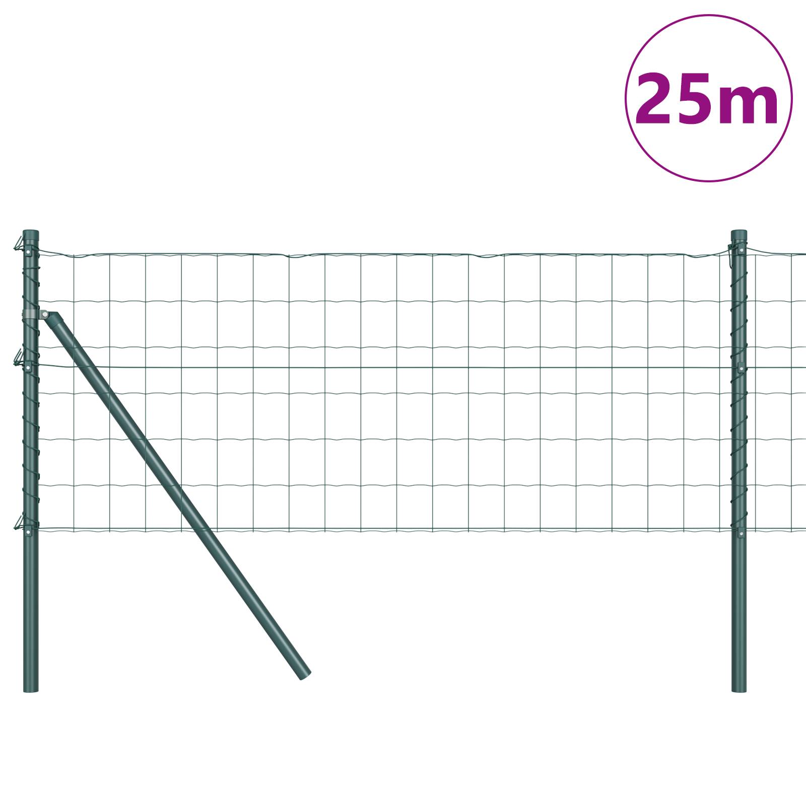 vidaXL Euro Zaun mit 13 Pfosten 0.6x25 m galvanisierter Stahl grün