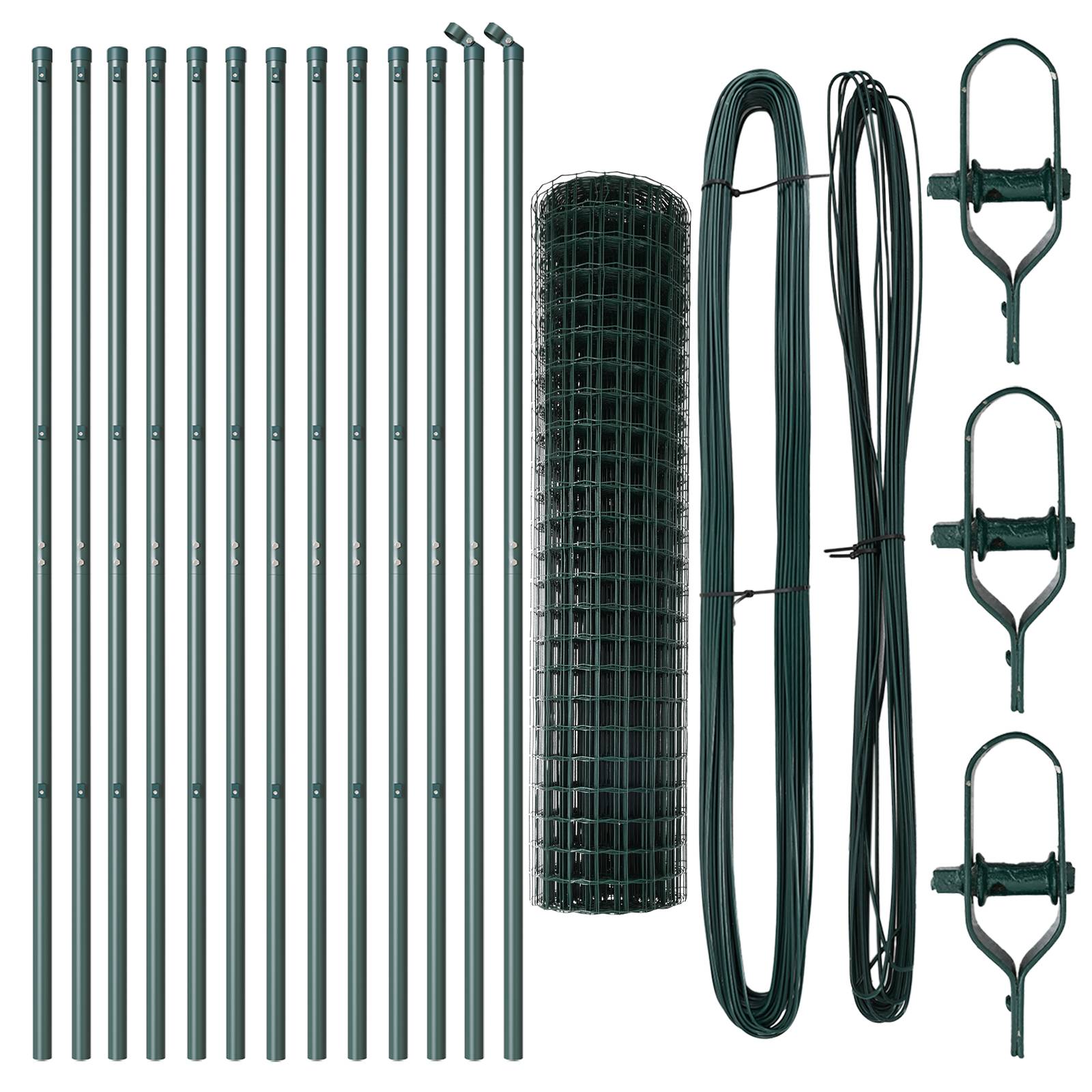 vidaXL Euro Zaun mit 13 Pfosten 1x25 m Galvanisierter Stahl Grün