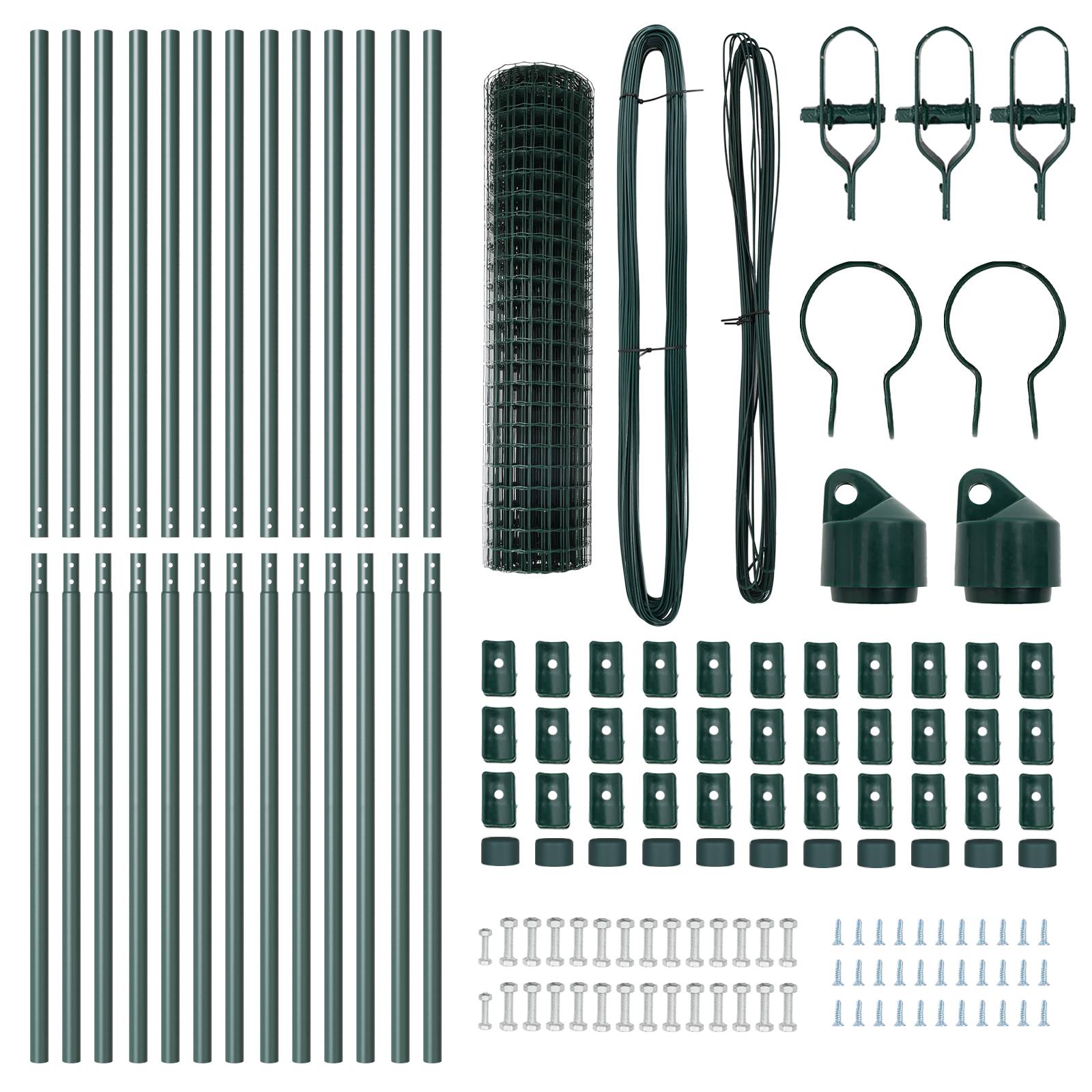 vidaXL Euro Zaun mit 13 Pfosten 1x25 m Galvanisierter Stahl Grün