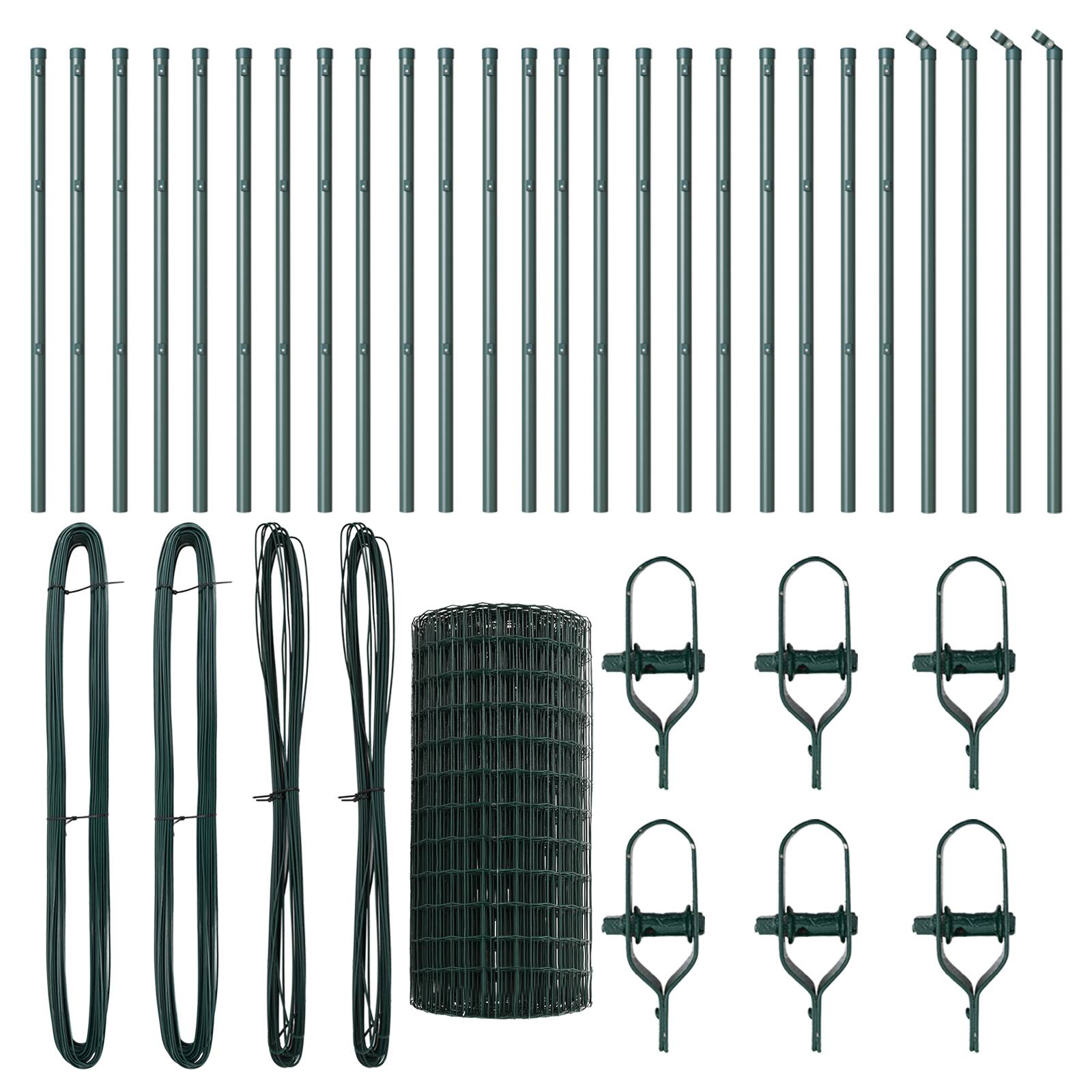 vidaXL Euro Zaun mit 13 Pfosten 0.4x50 m Galvanisierter Stahl Grün