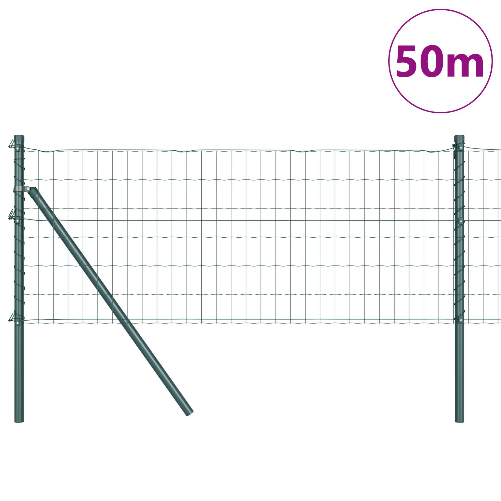 vidaXL Euro Zaun mit 13 Pfosten 0.4x50 m Verzinkter Stahl Grün