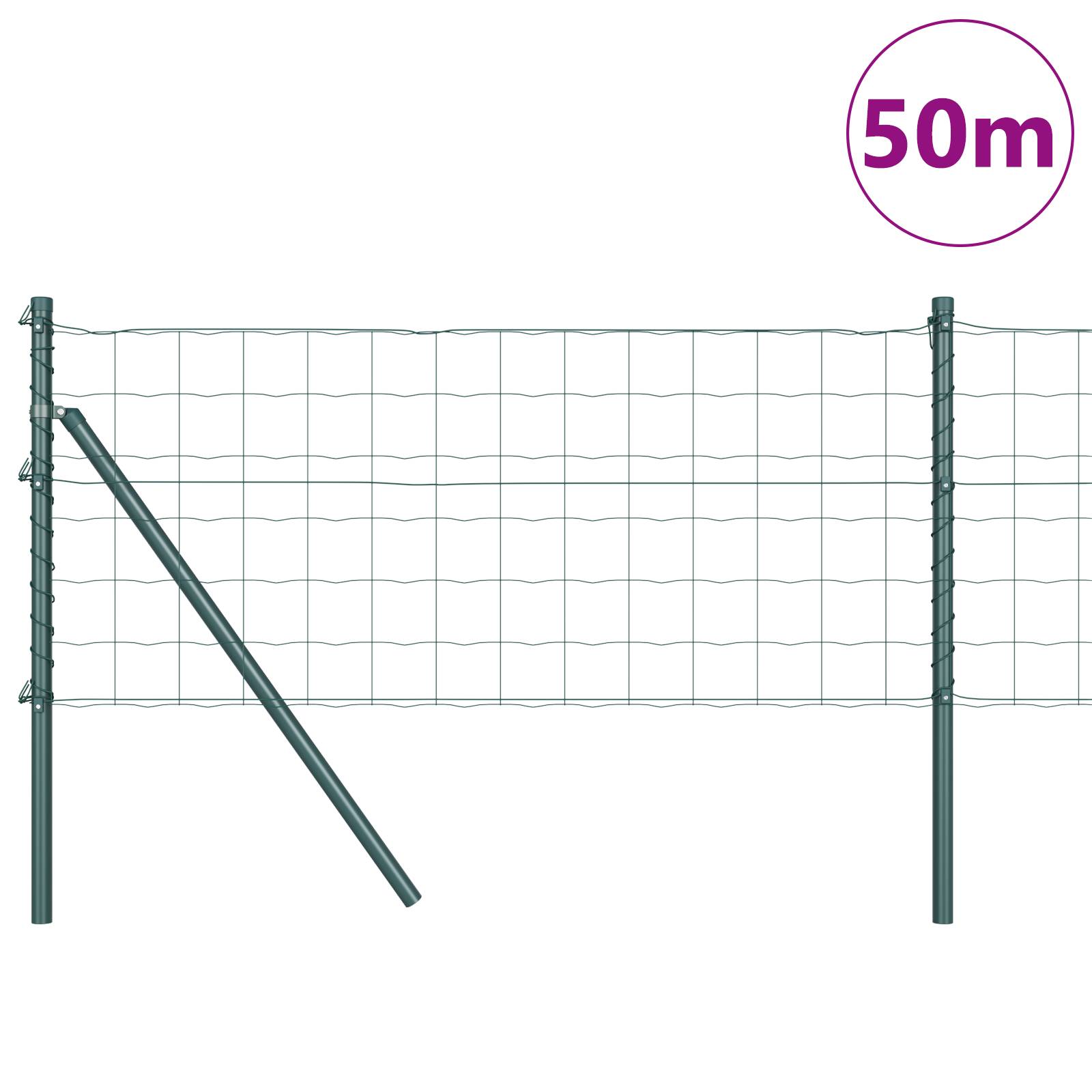 vidaXL Eurozaun mit 13 Pfosten 0,4x50 m verzinkter Stahl Grün